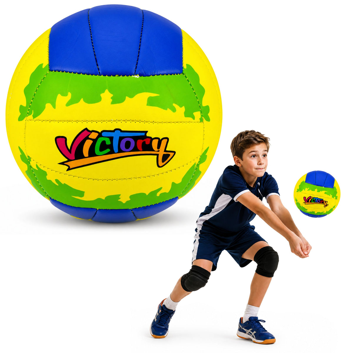 Volleybollträningsboll gul och blå 22 cm storlek 5