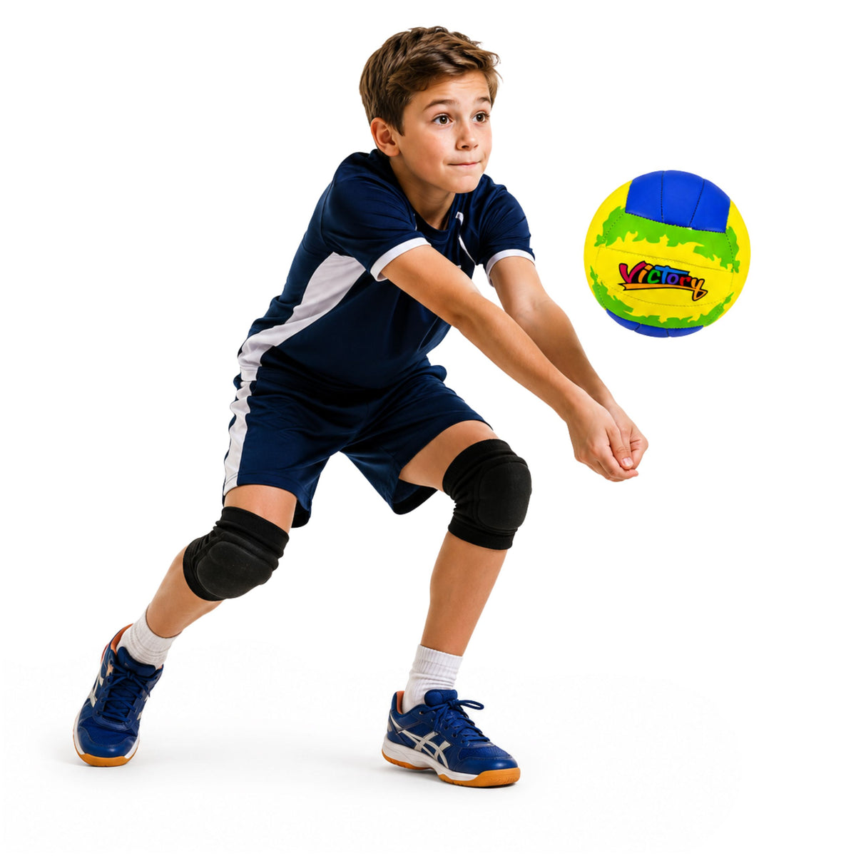 Volleybollträningsboll gul och blå 22 cm storlek 5