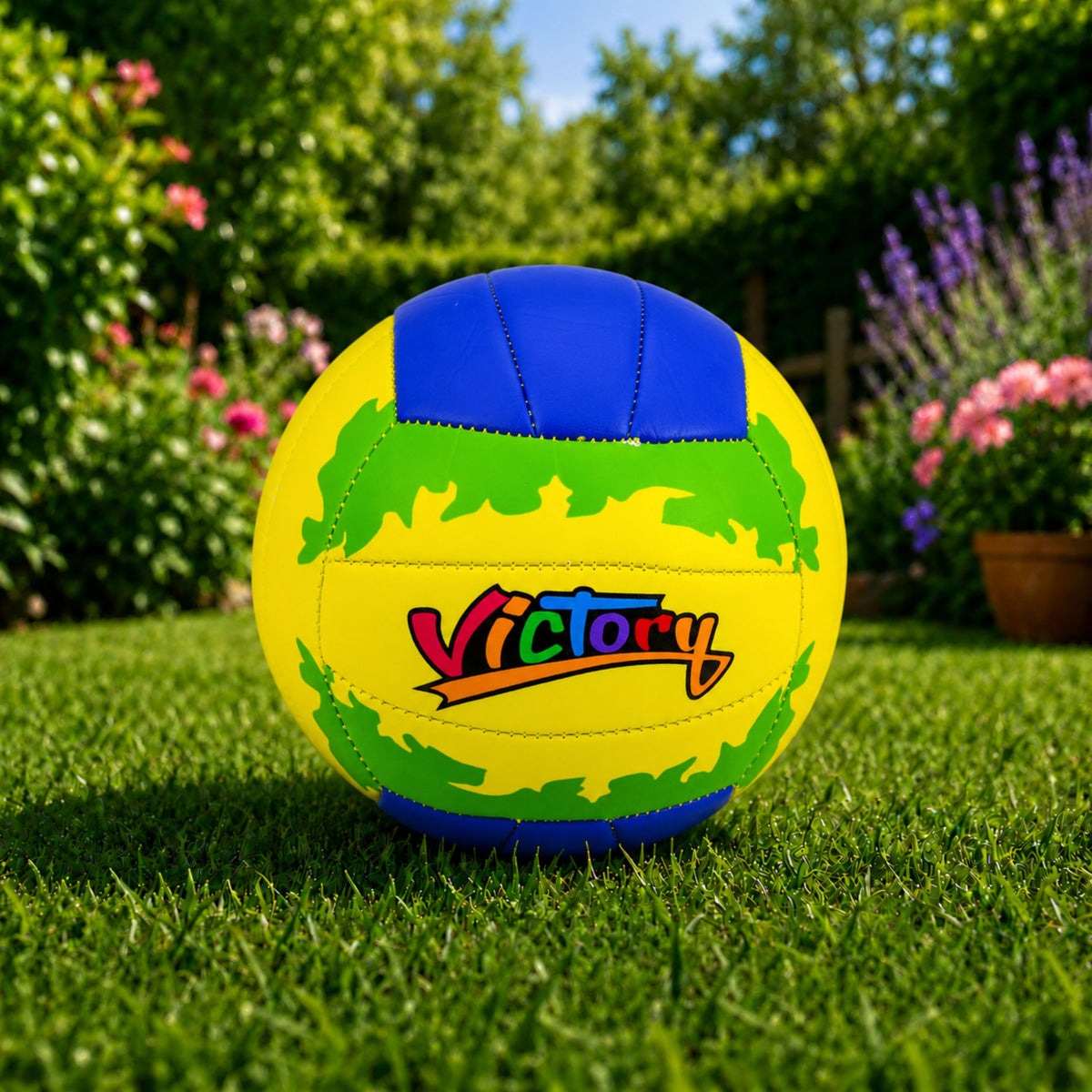 Volleybollträningsboll gul och blå 22 cm storlek 5