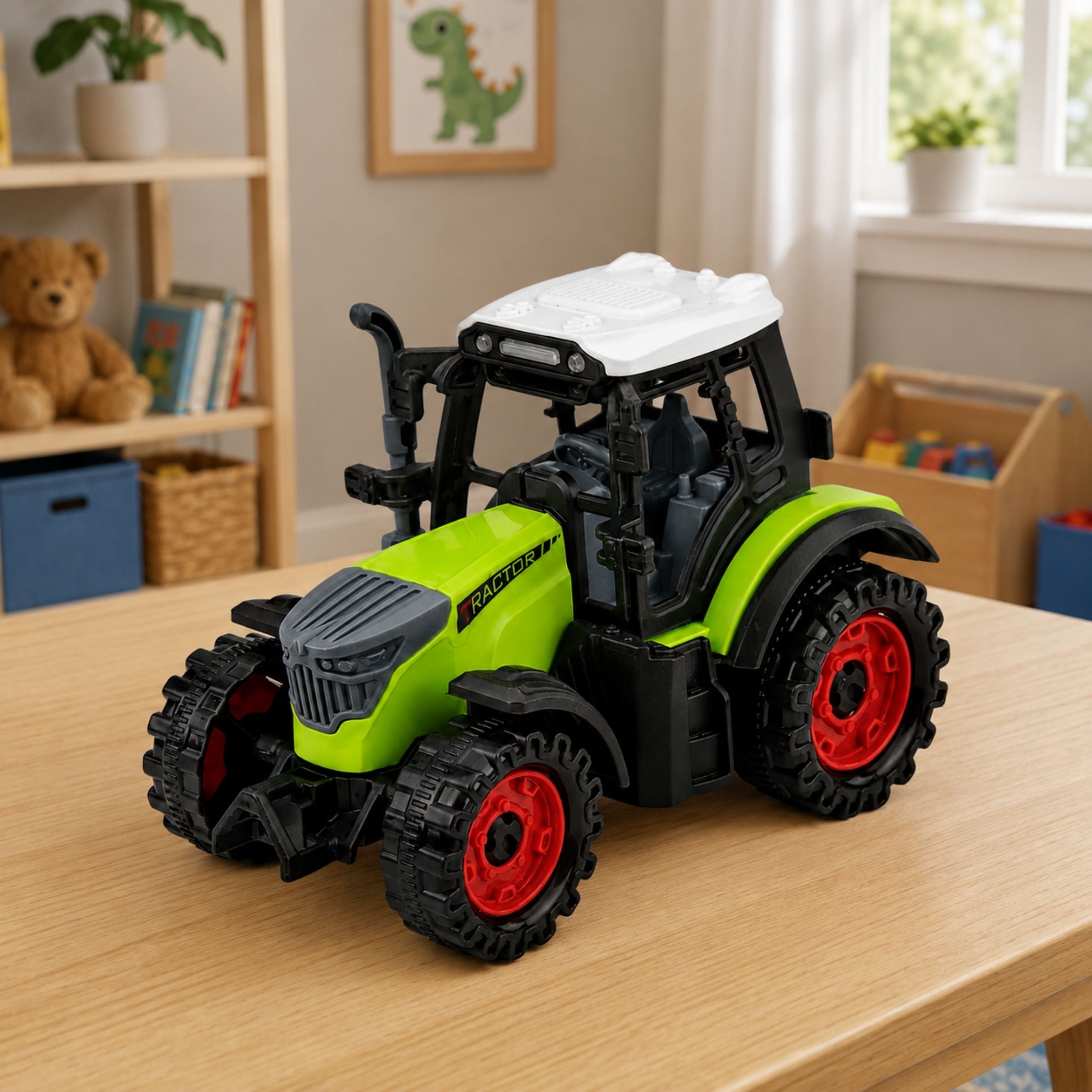 Green 15 Cm Farm Tractor With Friction Drive