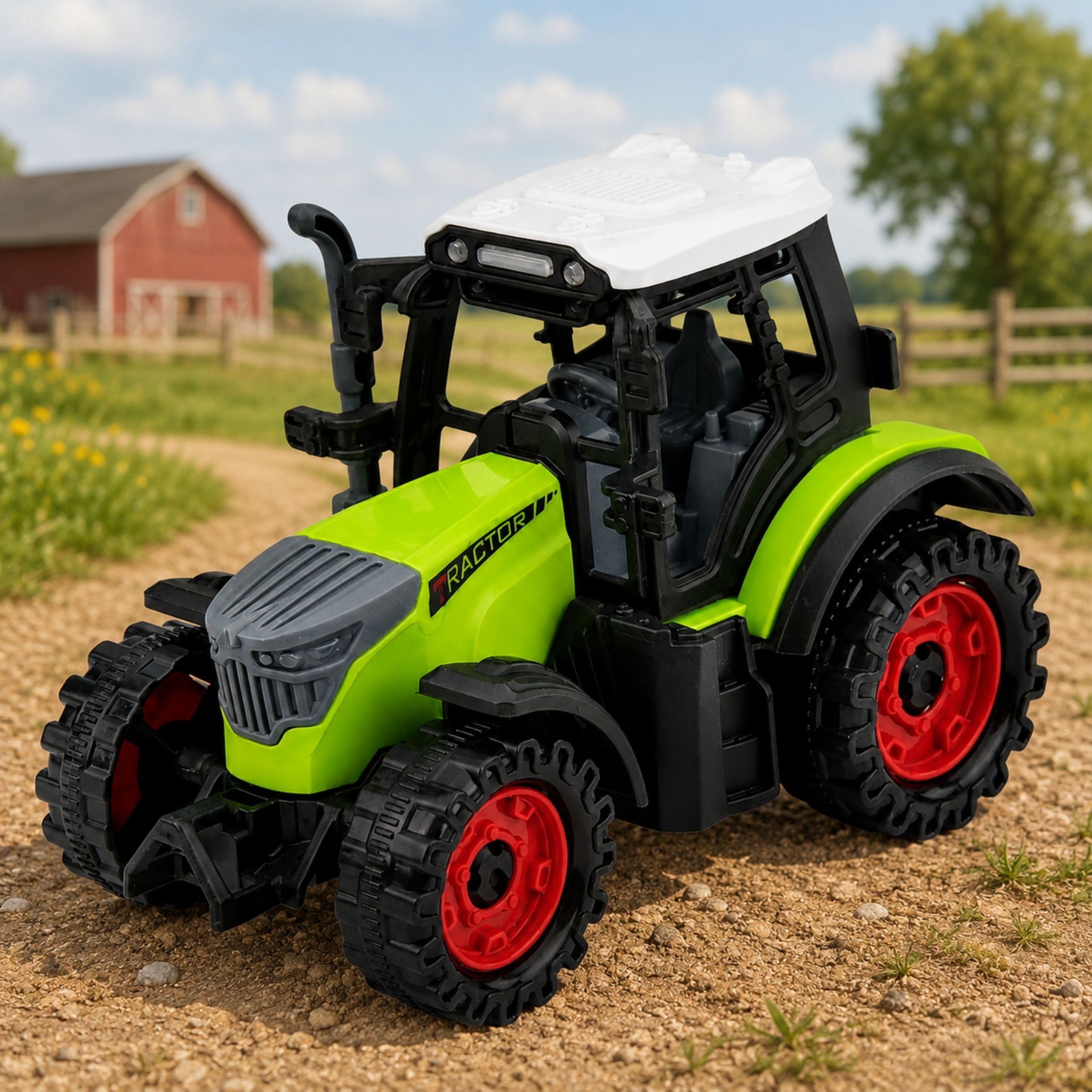 Green 15 Cm Farm Tractor With Friction Drive