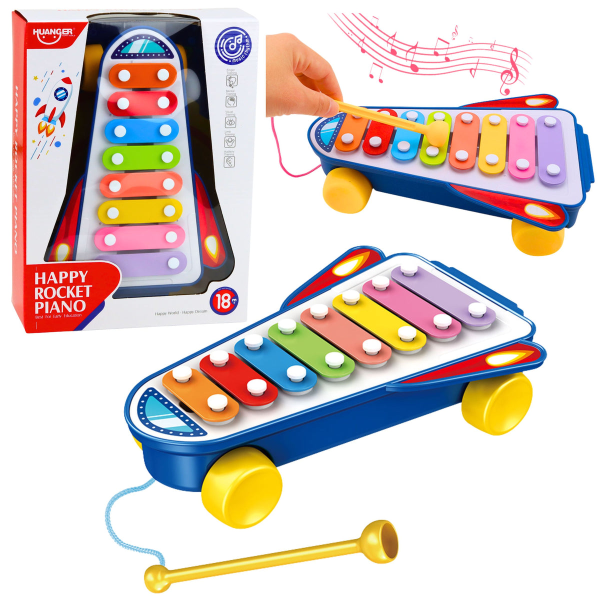Children's Cymbals Rocket On Wheels Spaceship Baton Blue