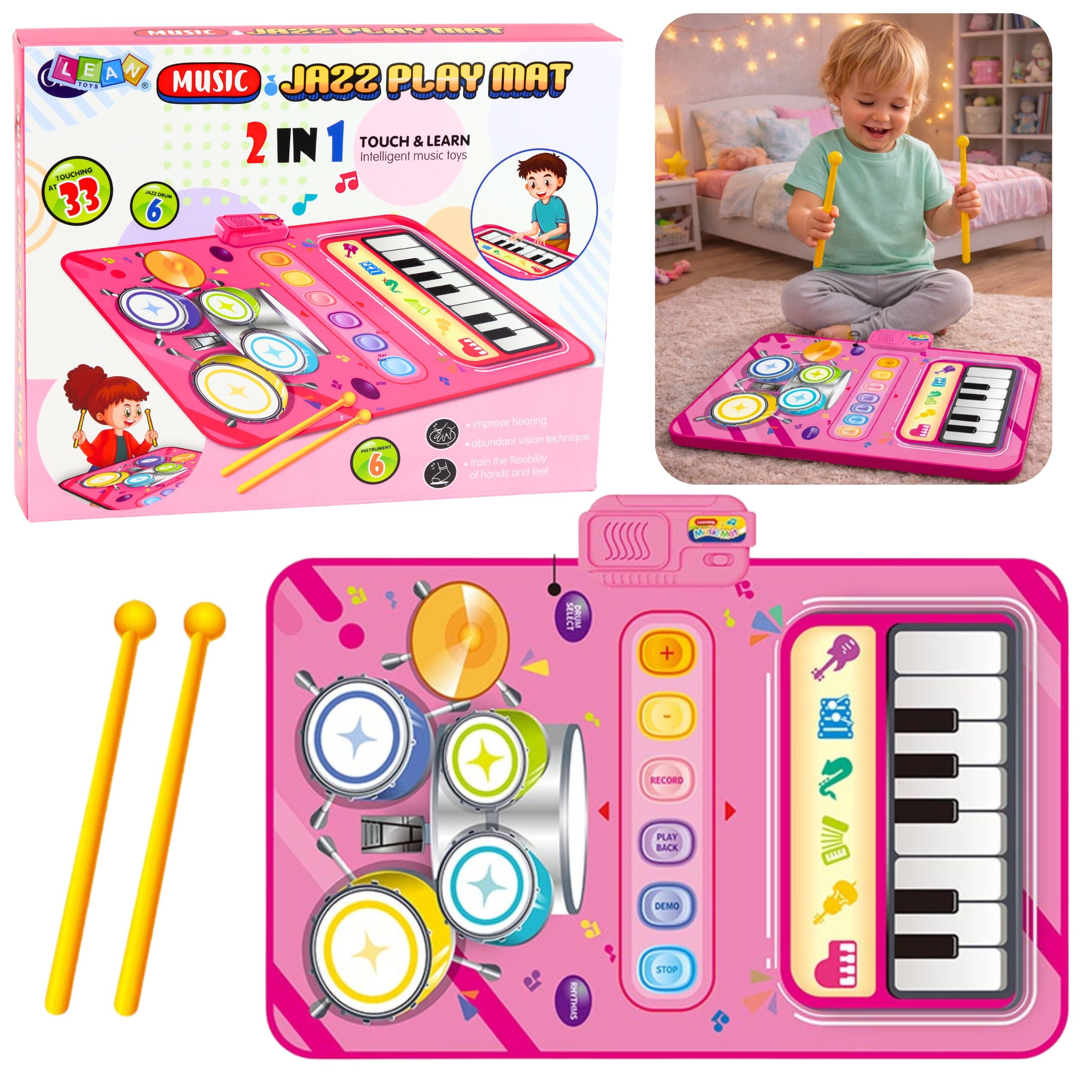 Interactive Musical Dance Mat Educational Drums Piano 2 In 1