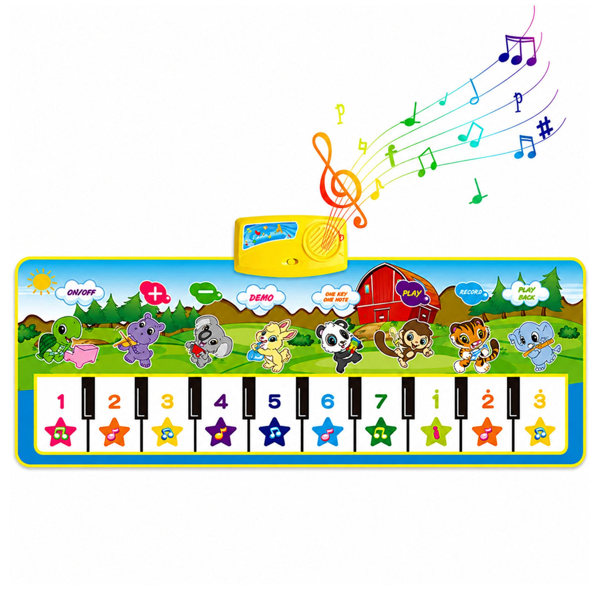 Tappetino Musicale Educativo Pianoforte Animali Suoni di Strumenti 100x36 Cm