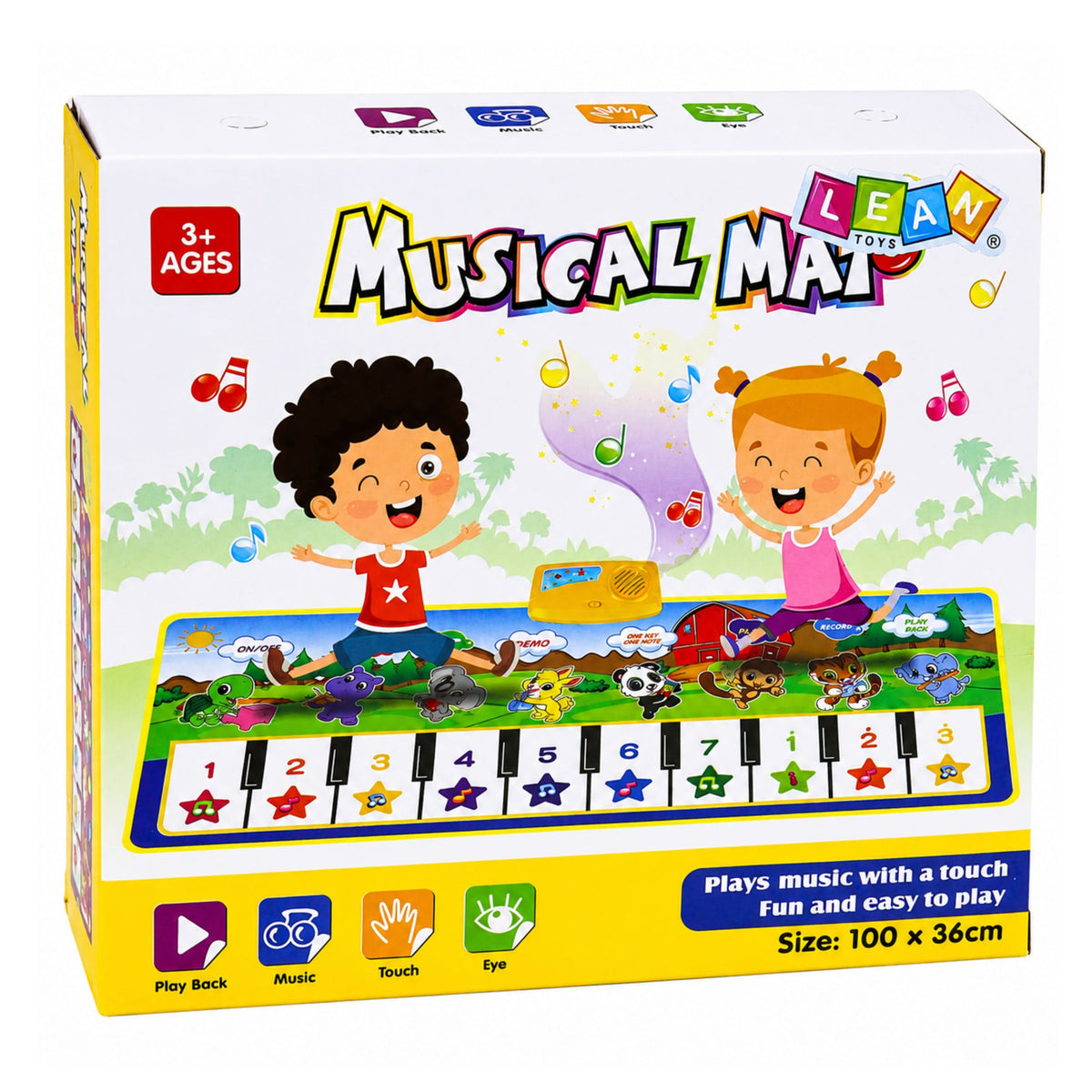 Tappetino Musicale Educativo Pianoforte Animali Suoni di Strumenti 100x36 Cm
