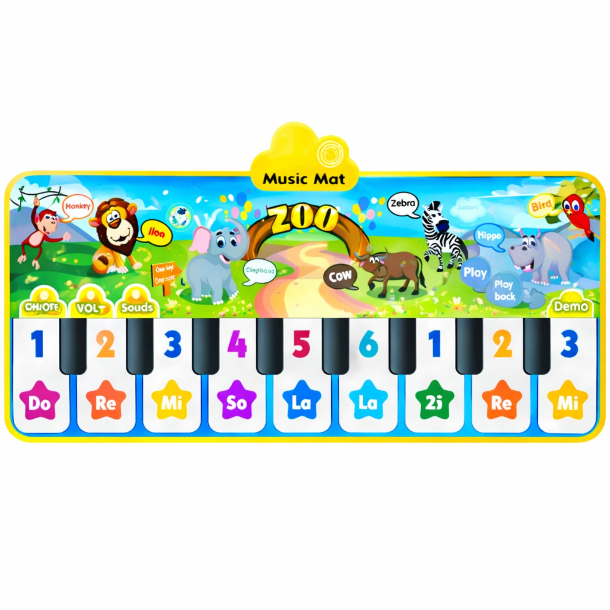 Interactive Dance Mat Piano Zoo Animals 10 Melodies 126 Cm