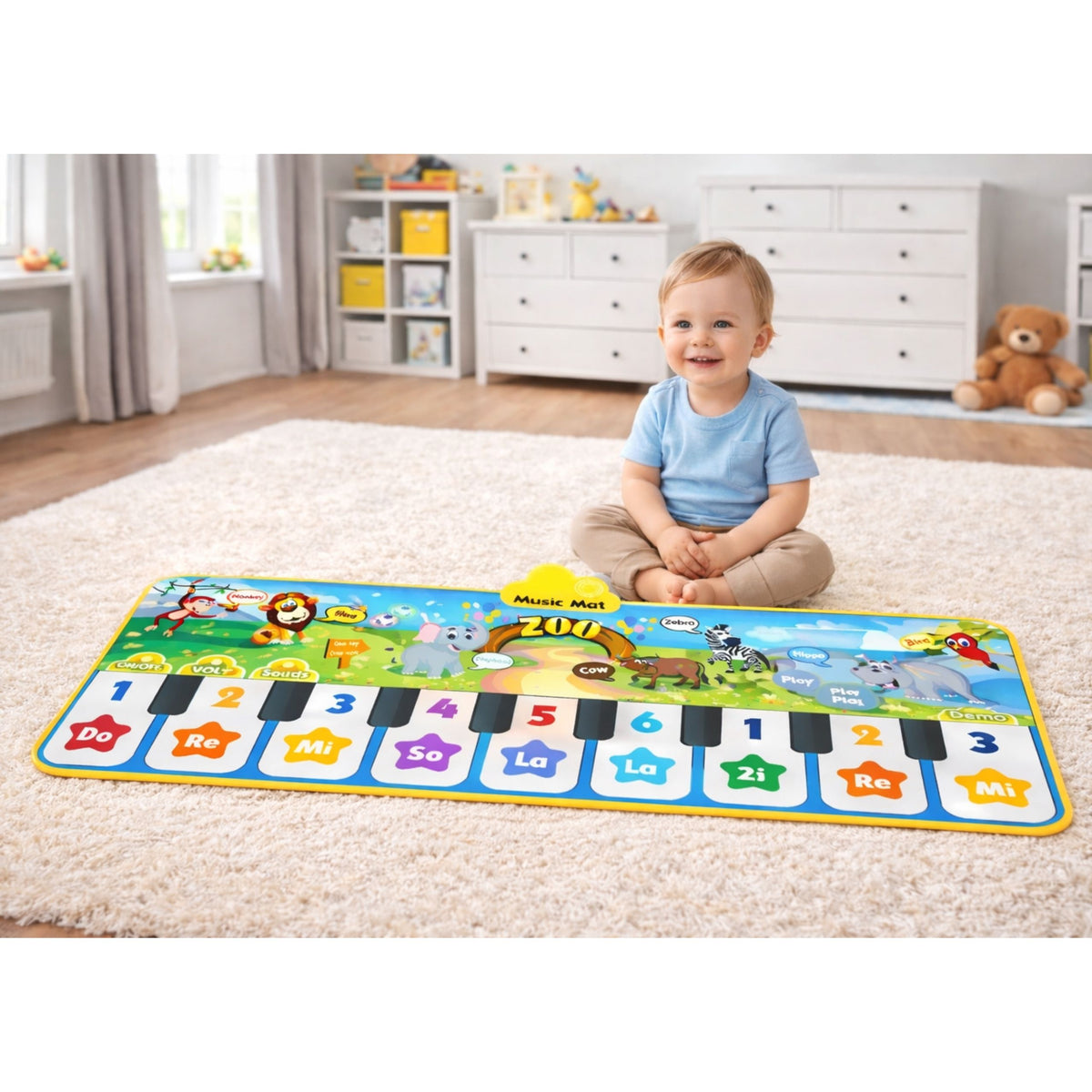 Interactive Dance Mat Piano Zoo Animals 10 Melodies 126 Cm