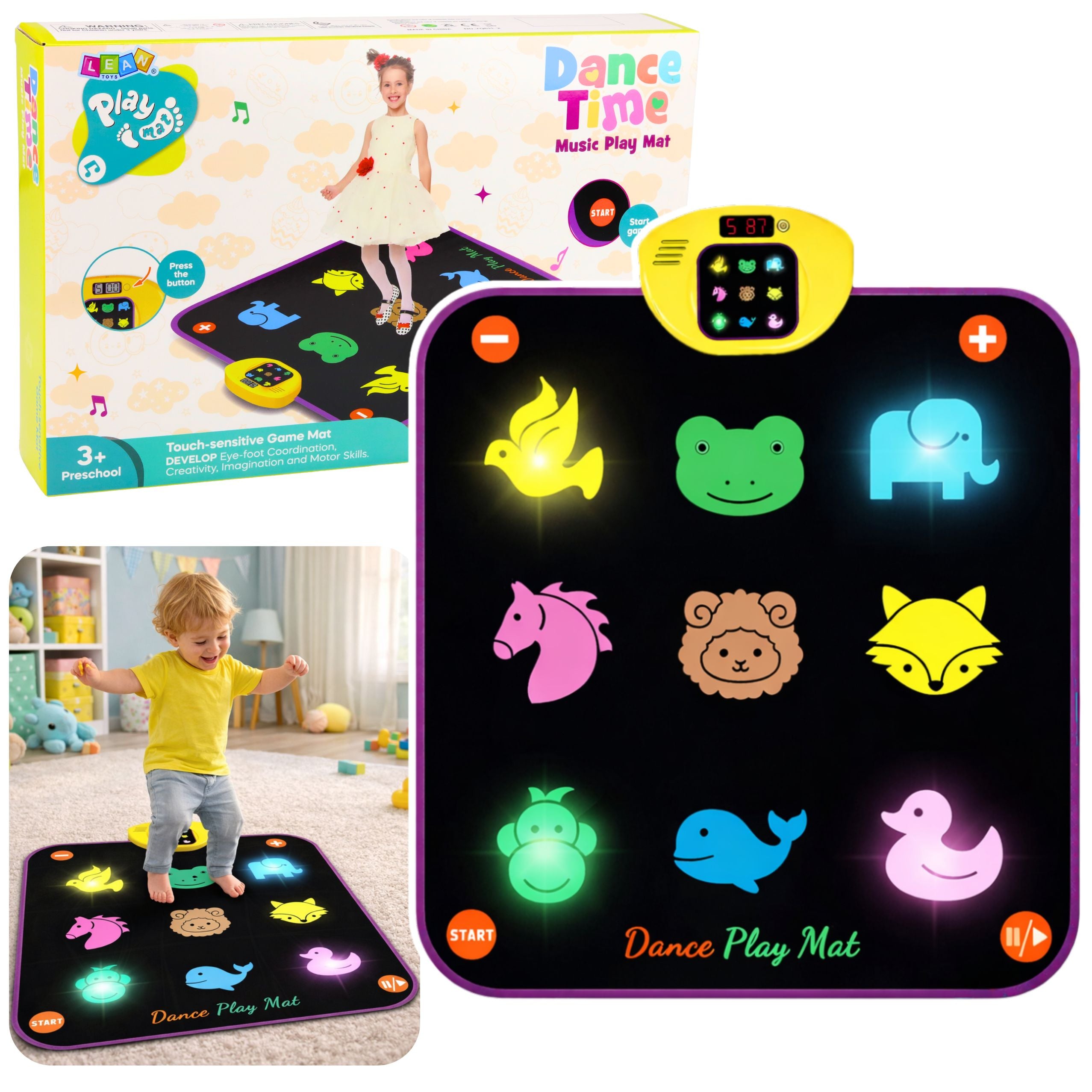 Animal Musical Dance Mat 5 Modes 3 Difficulty Levels Lights