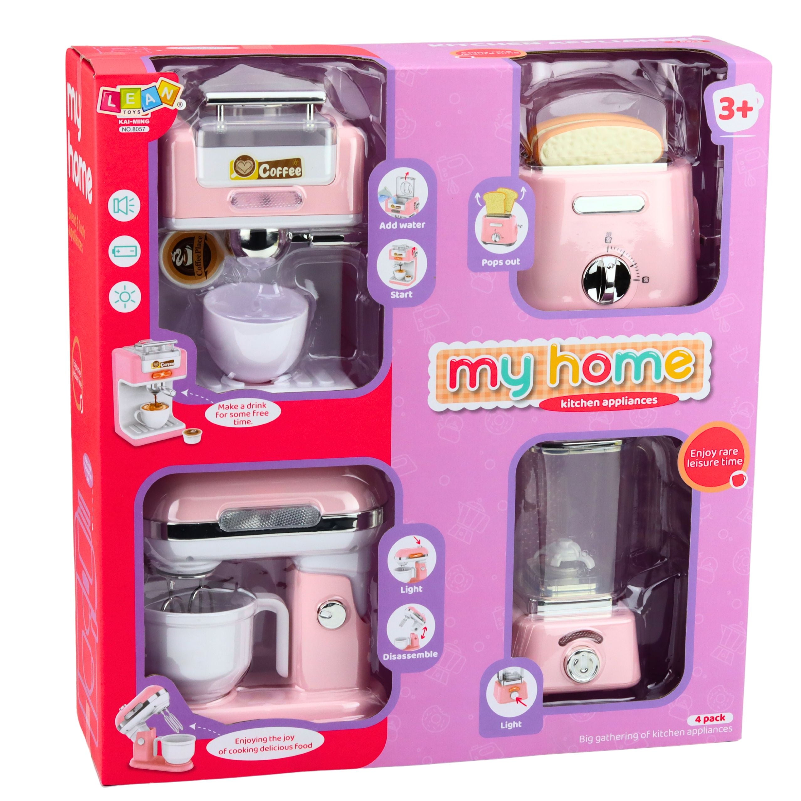 Set Of Small Household Appliances For Children: Battery-powered Kitchen Machines Lights And Sounds
