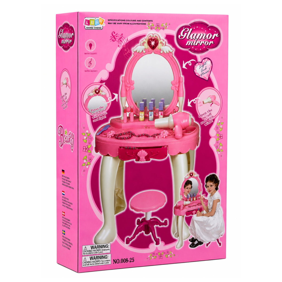 Toaleta Copii Cu Scaun Lumini Accesorii Uscător Sună Roz