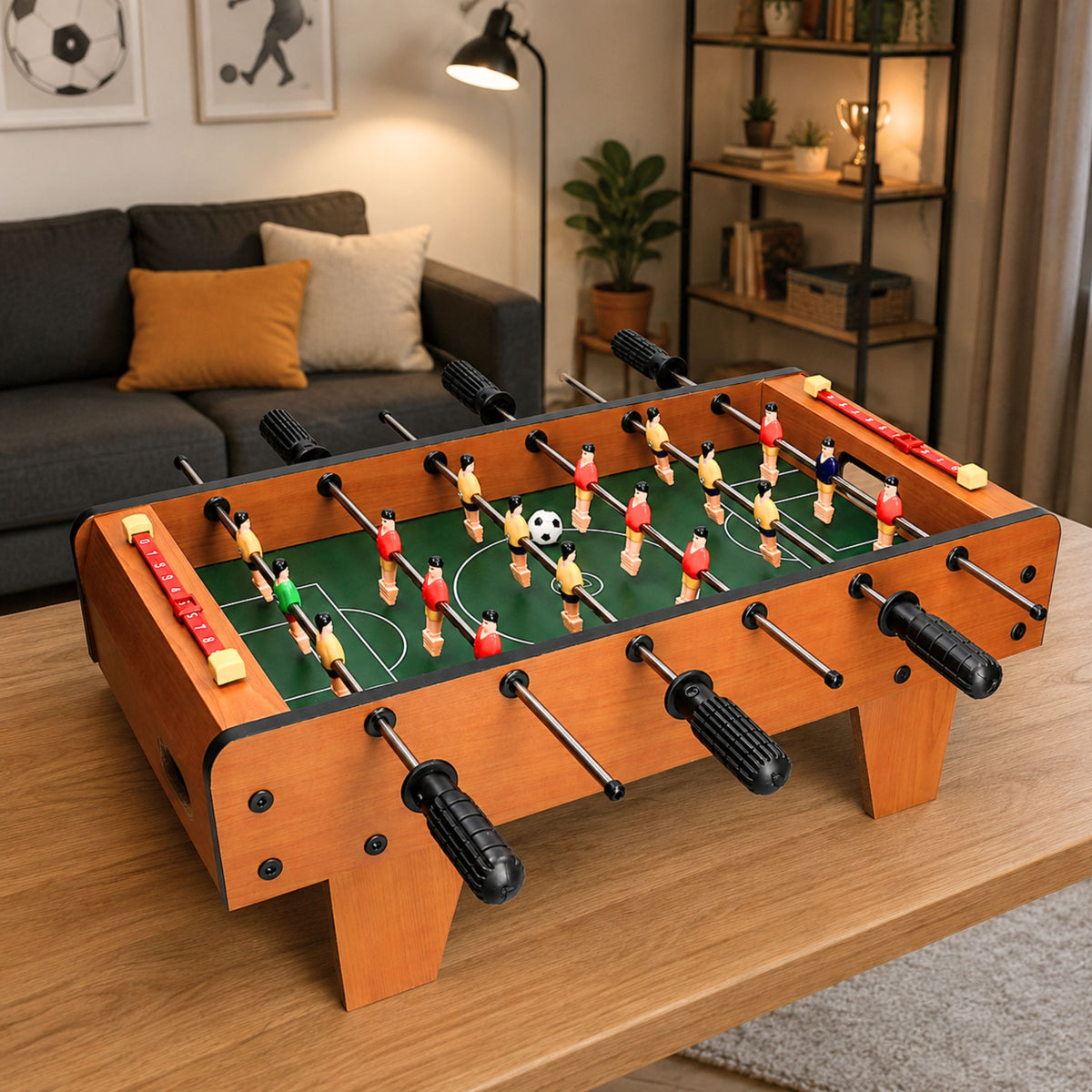 Tischfußball-Arcade-Spiel, Mini-Spieltisch aus Holz, 50 x 25 cm
