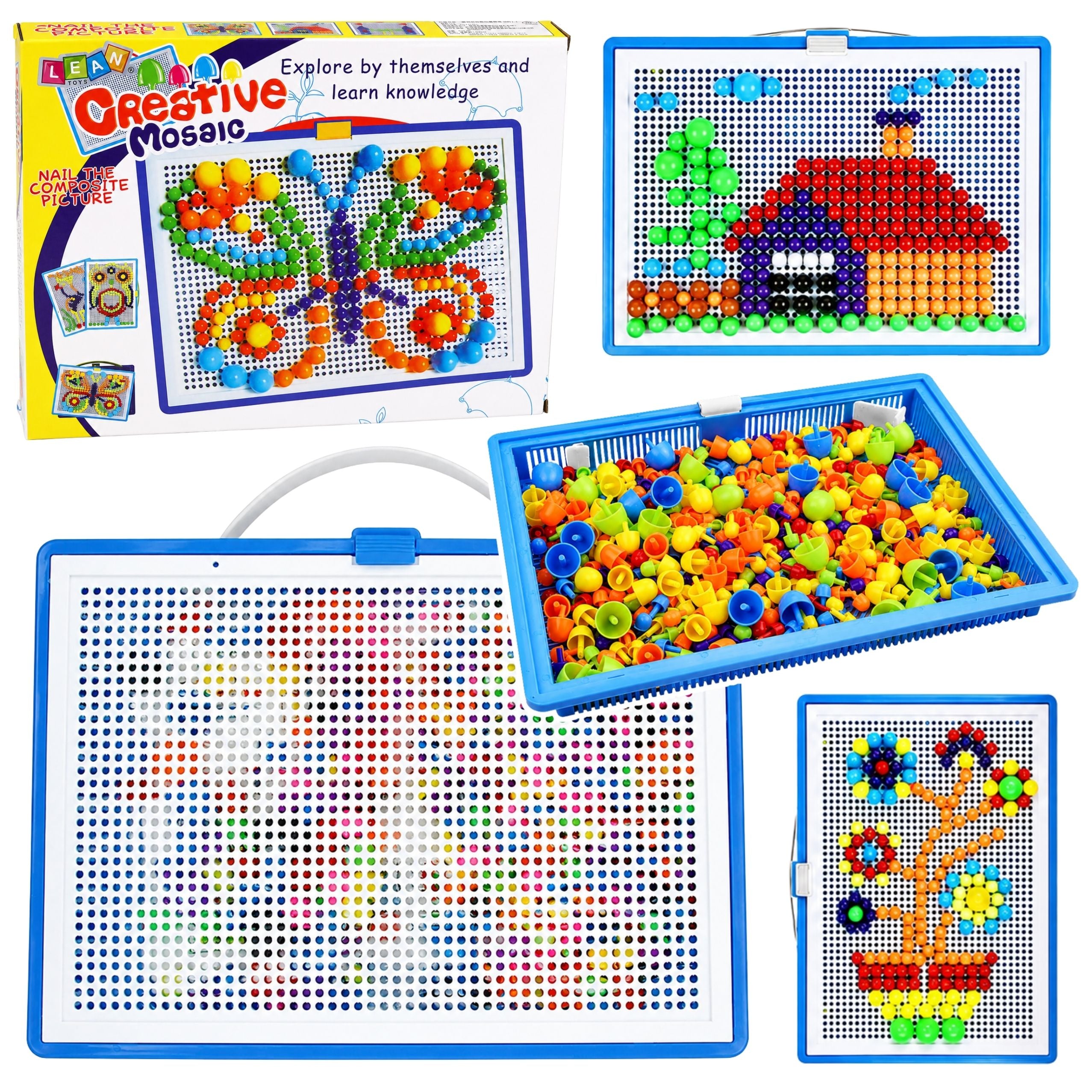 Creative Set Button Mosaic Puzzle Mushrooms Pushpins Suitcase 300 Pcs.