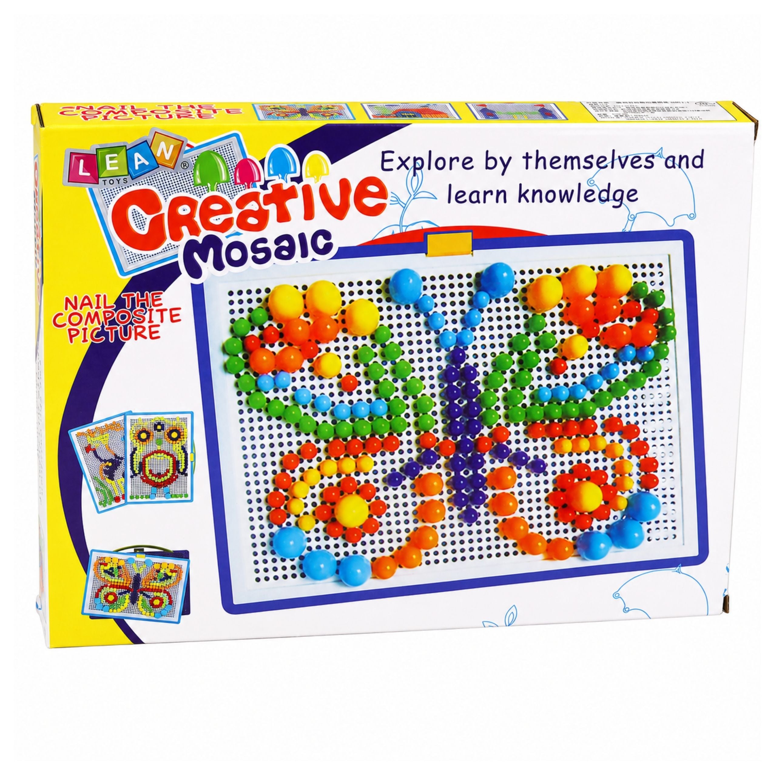 Creative Set Button Mosaic Puzzle Mushrooms Pushpins Suitcase 300 Pcs.