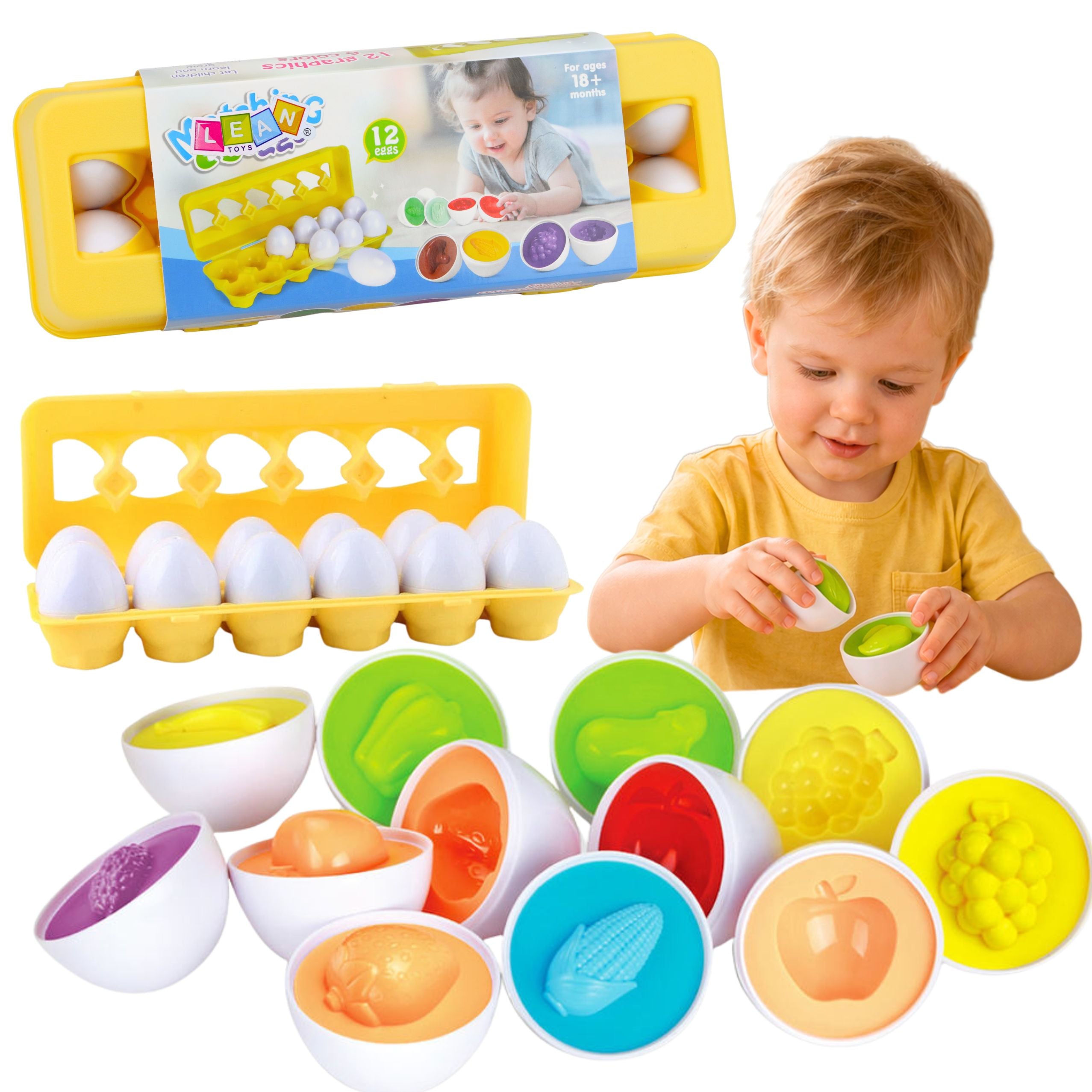 Educational Egg Sorter Shape Matching Colorful Fruits 12 Pcs.