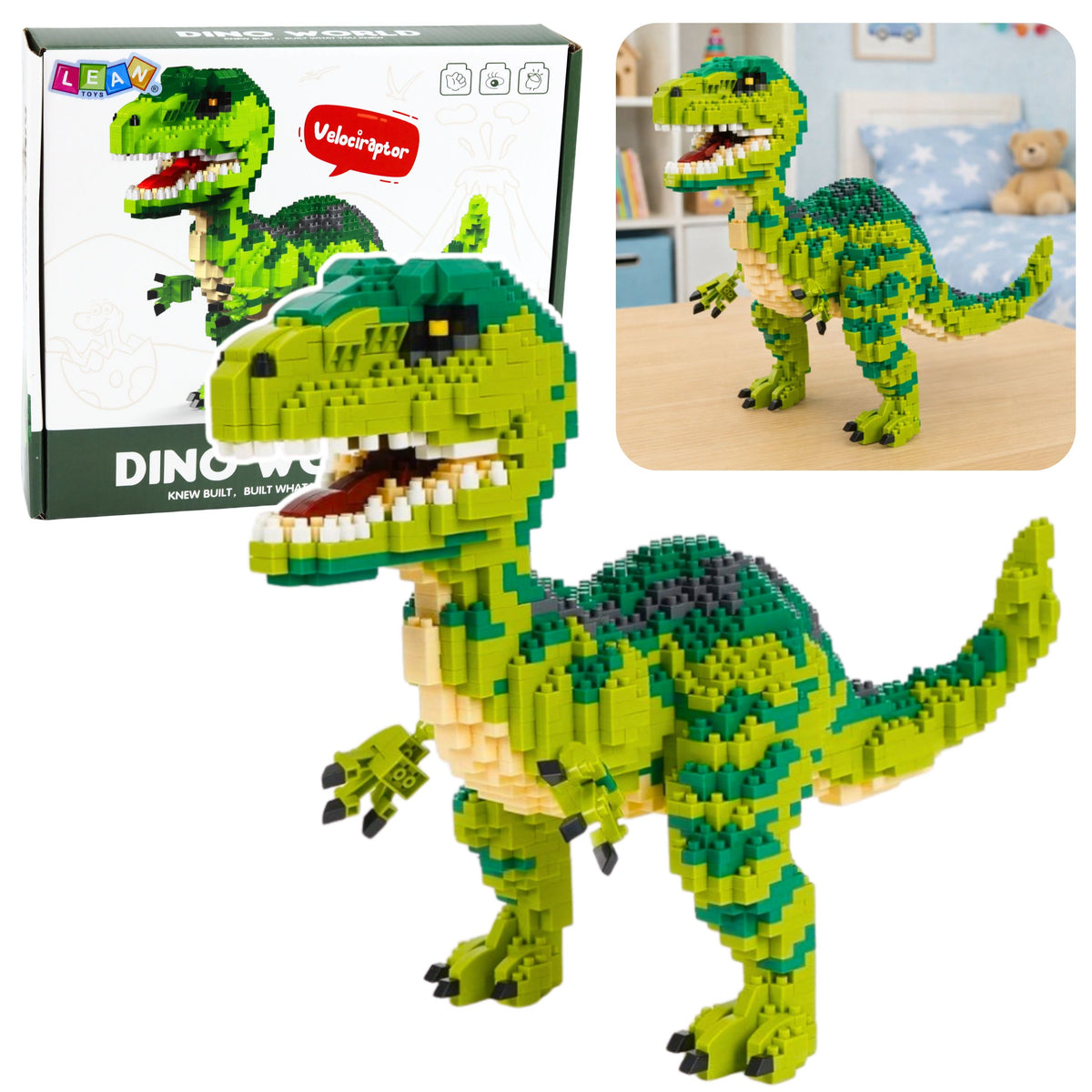 Zestaw klocków dinozaurów Velociraptor Rysunek 3D 1457 szt.