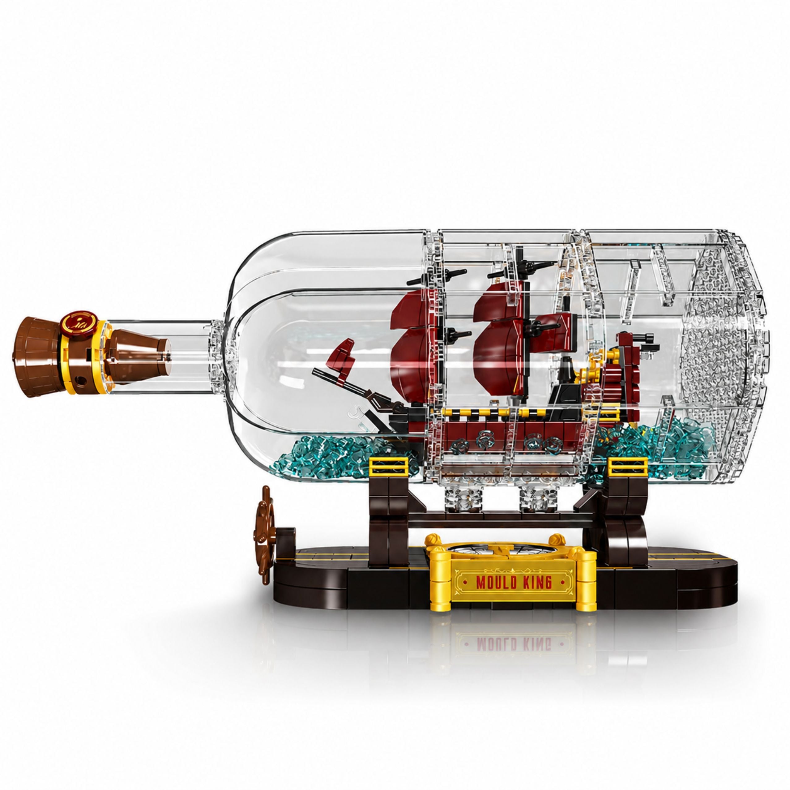 Ship In A Bottle Construction Blocks Decorative Sailing Ship Brown 885 Pcs.