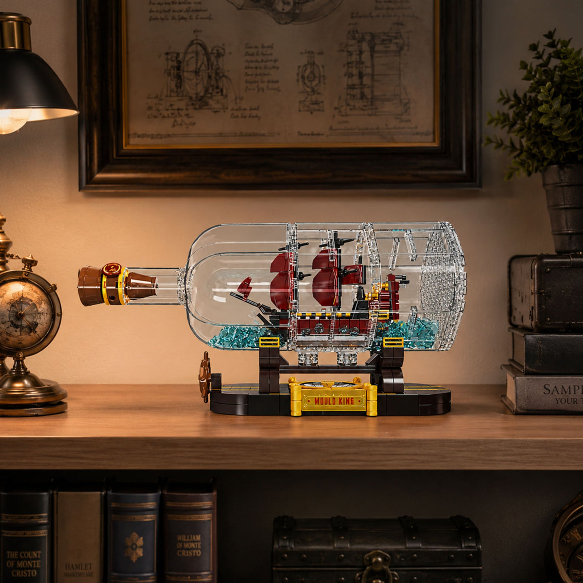 Ship In A Bottle Byggeklodser Dekorativt Sejlskib Brun 885 Stk.