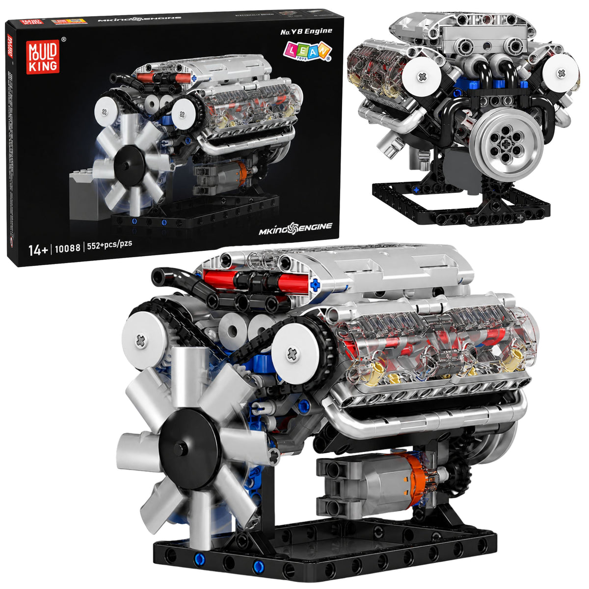 Blocchi di costruzione Motore V8 Modello meccanico Pistoni mobili 552 pz.