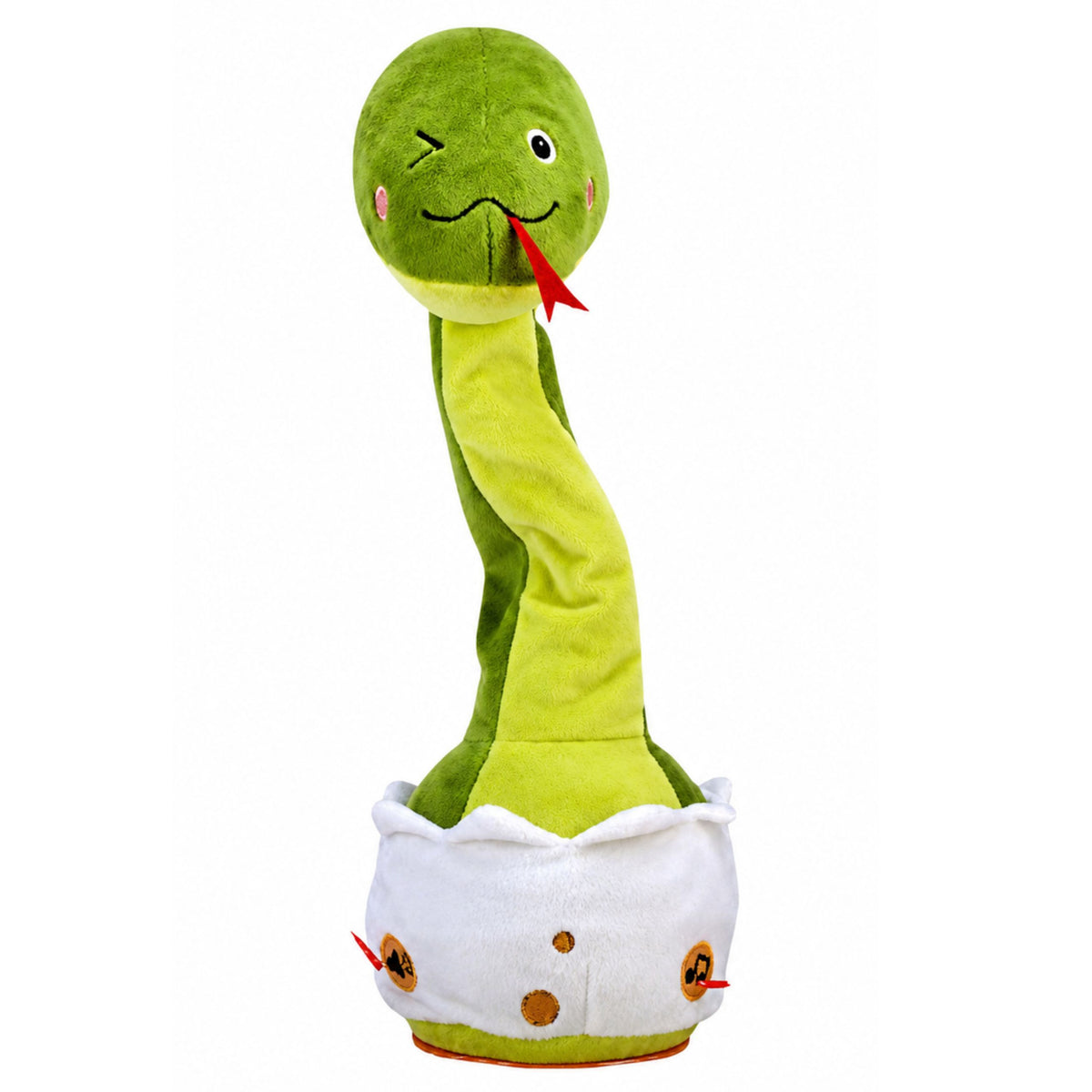 Peluche serpente danzante interattivo suoni musicali mascotte verde