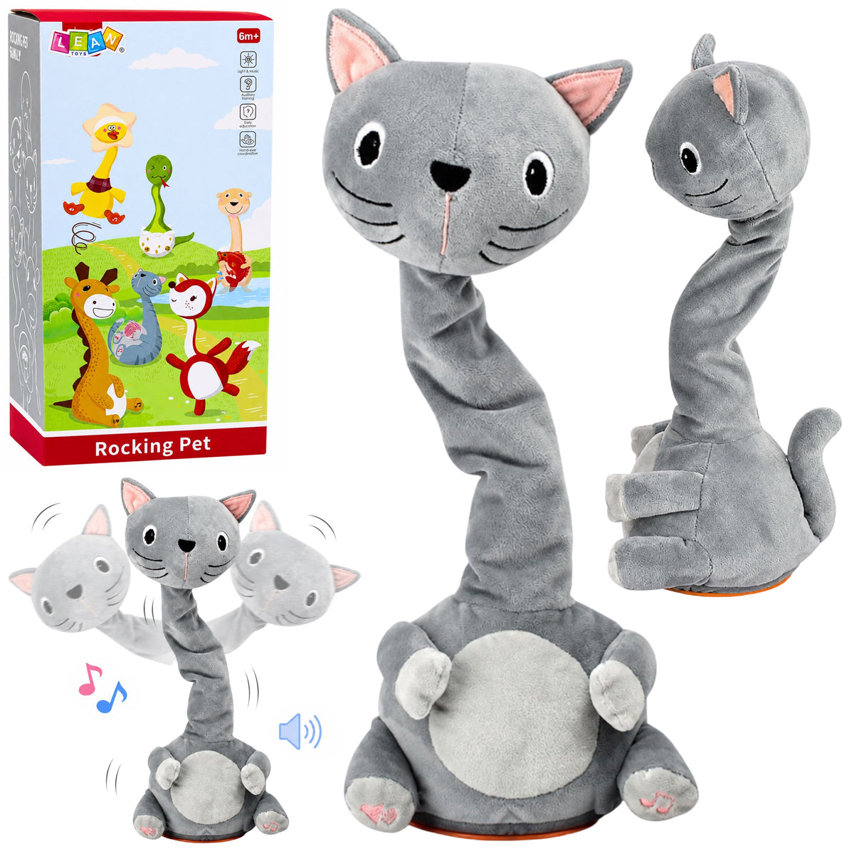 Peluche Gato Bailando Juguete Interactivo Sonidos Musicales Mascota Gris