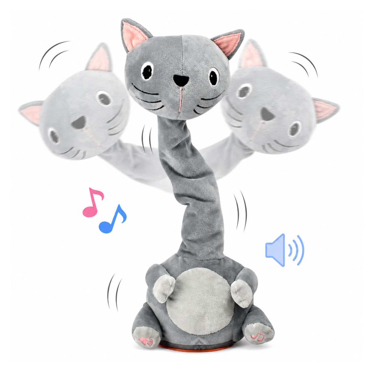 Peluche Gato Bailando Juguete Interactivo Sonidos Musicales Mascota Gris