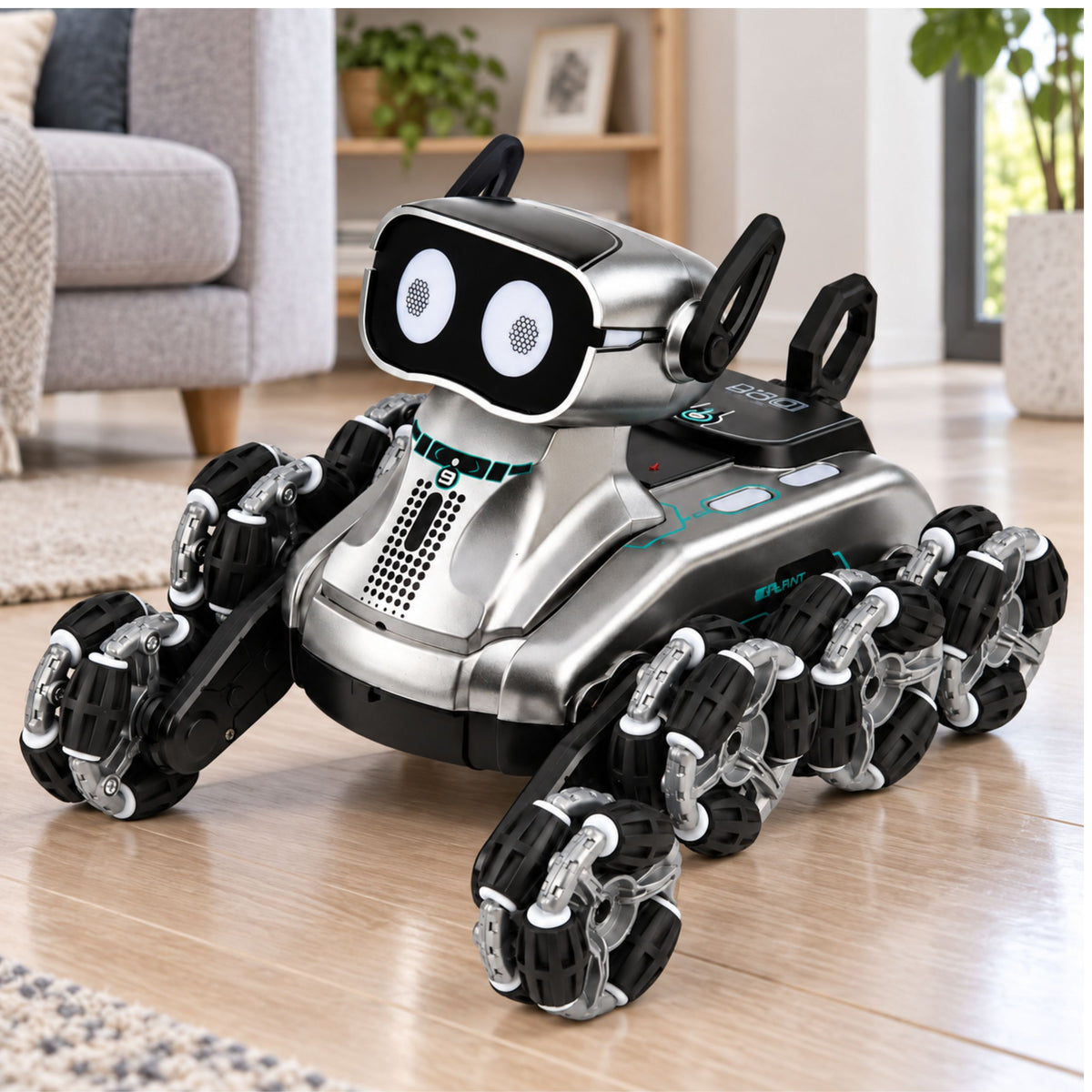 Ferngesteuerter Roboterhund Rc 8 Räder Demomodus Tricks Silber