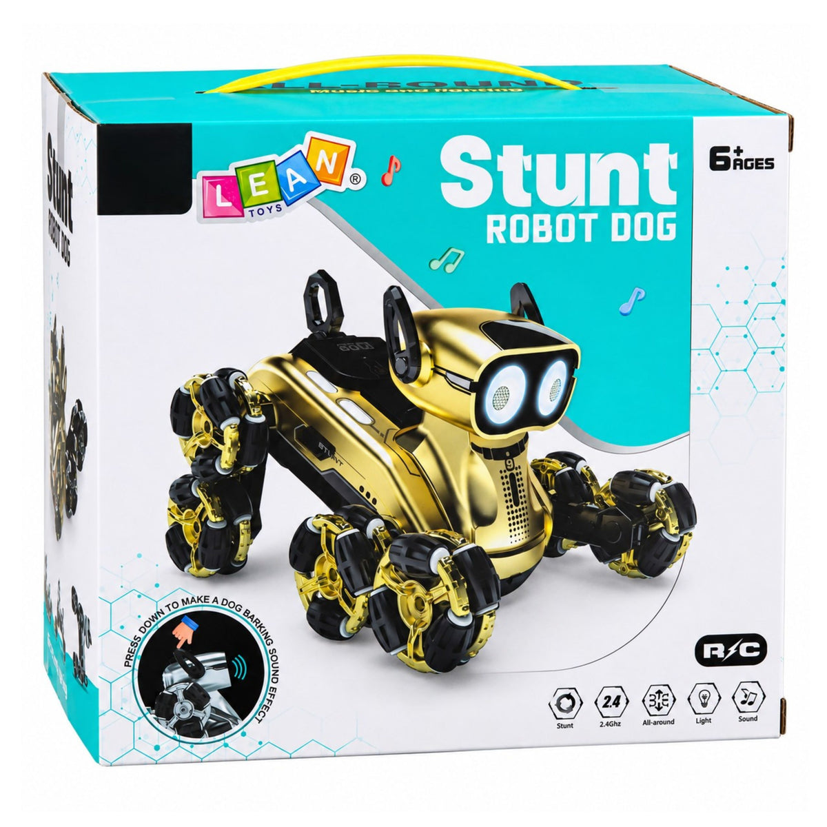 Ferngesteuerter Roboterhund Rc 8 Räder Demomodus Tricks Silber