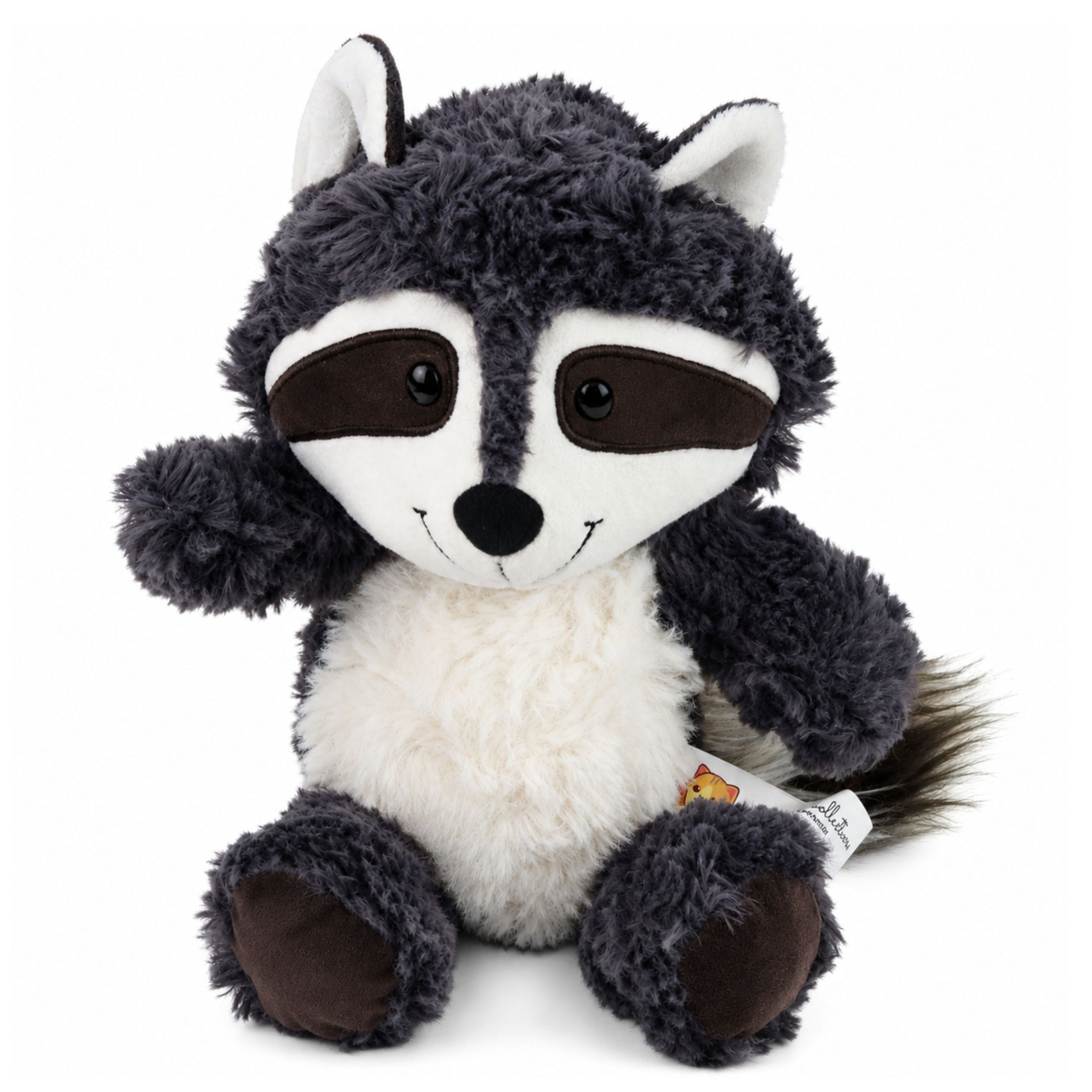 Plush Toy Cuddly Animal Raccoon White And Gray 25 Cm