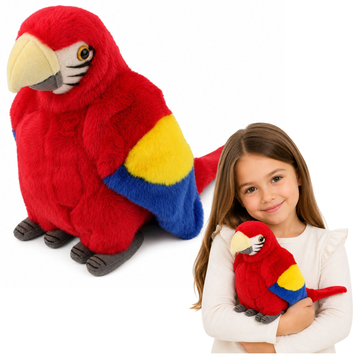 Plush Parrot Macaw Exotic Bird Mascot Cuddly Toy Red 24 Cm