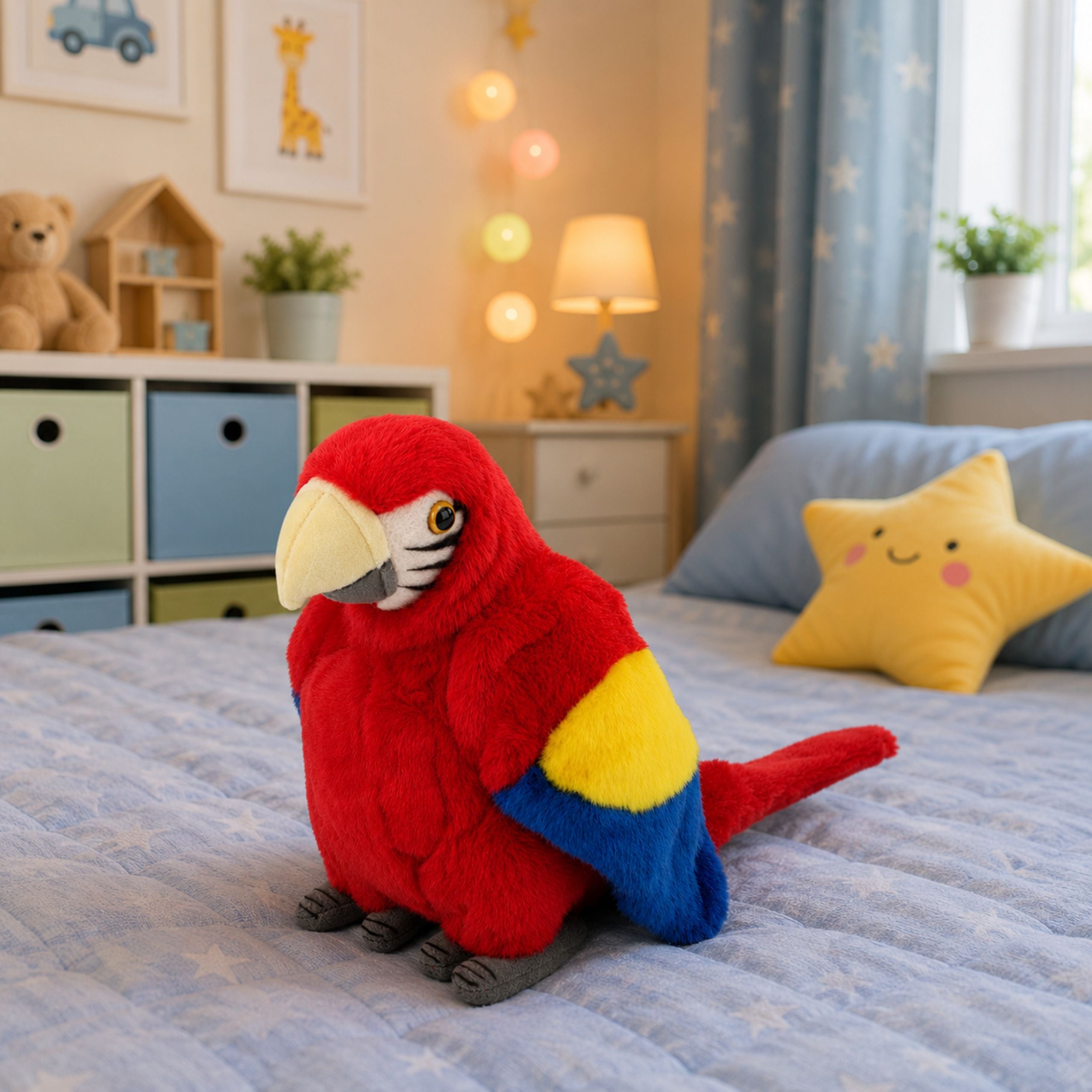 Plush Parrot Macaw Exotic Bird Mascot Cuddly Toy Red 24 Cm