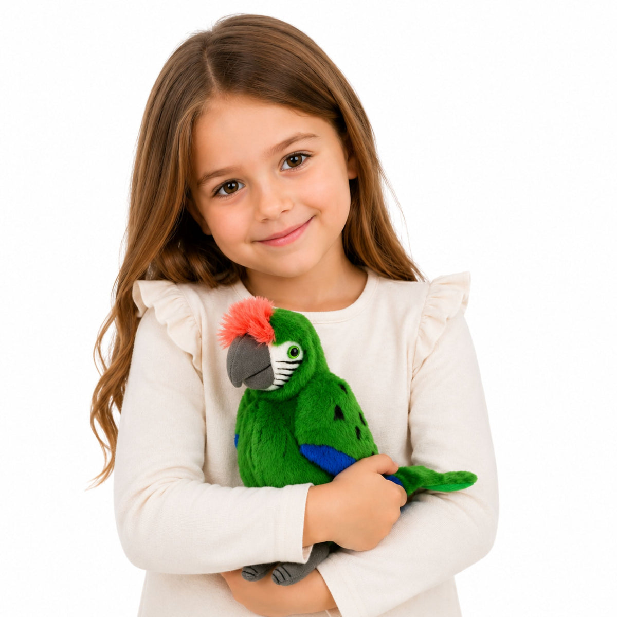 Peluche Pappagallo Ara Uccello Esotico Mascotte Peluche Verde 24 Cm