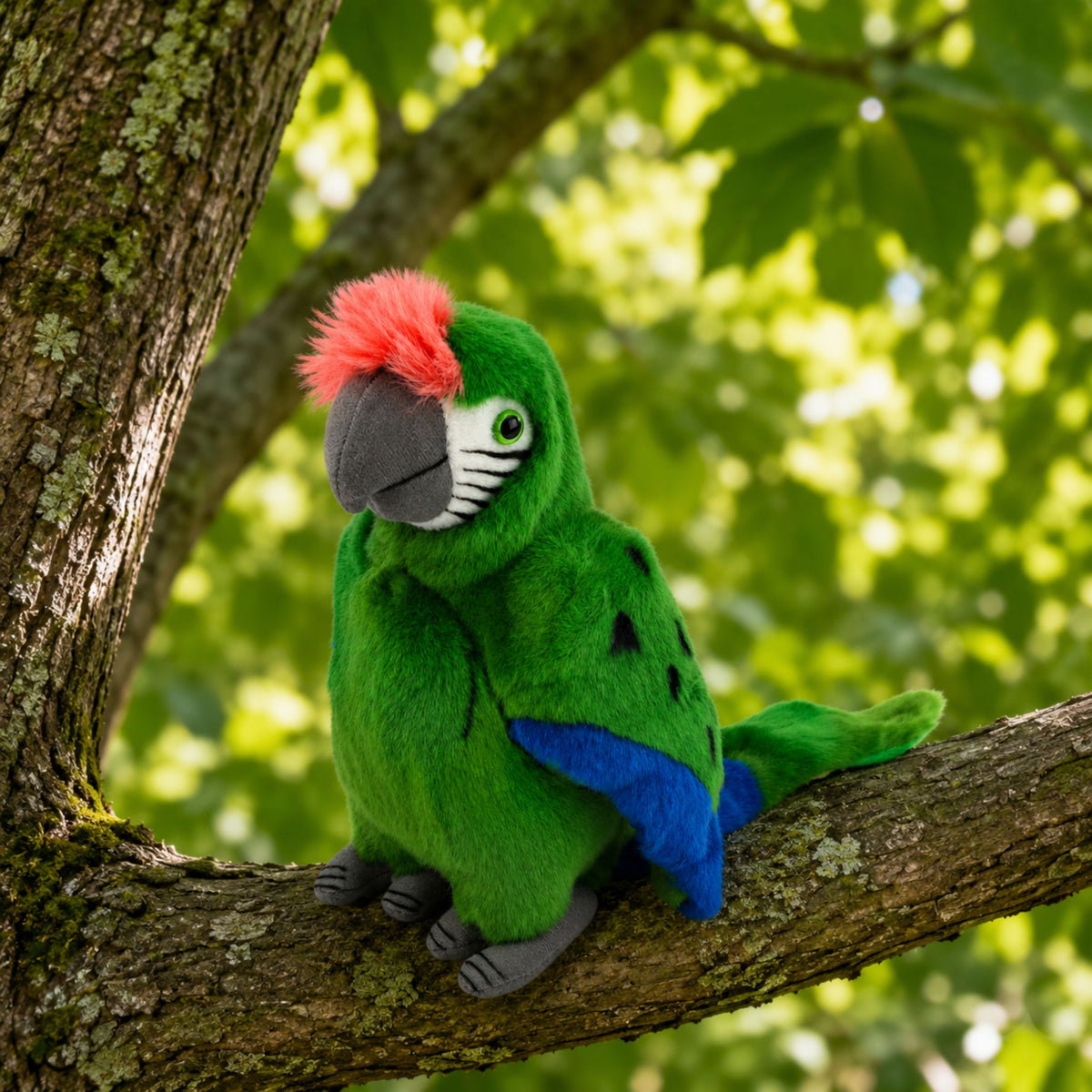Peluche Pappagallo Ara Uccello Esotico Mascotte Peluche Verde 24 Cm
