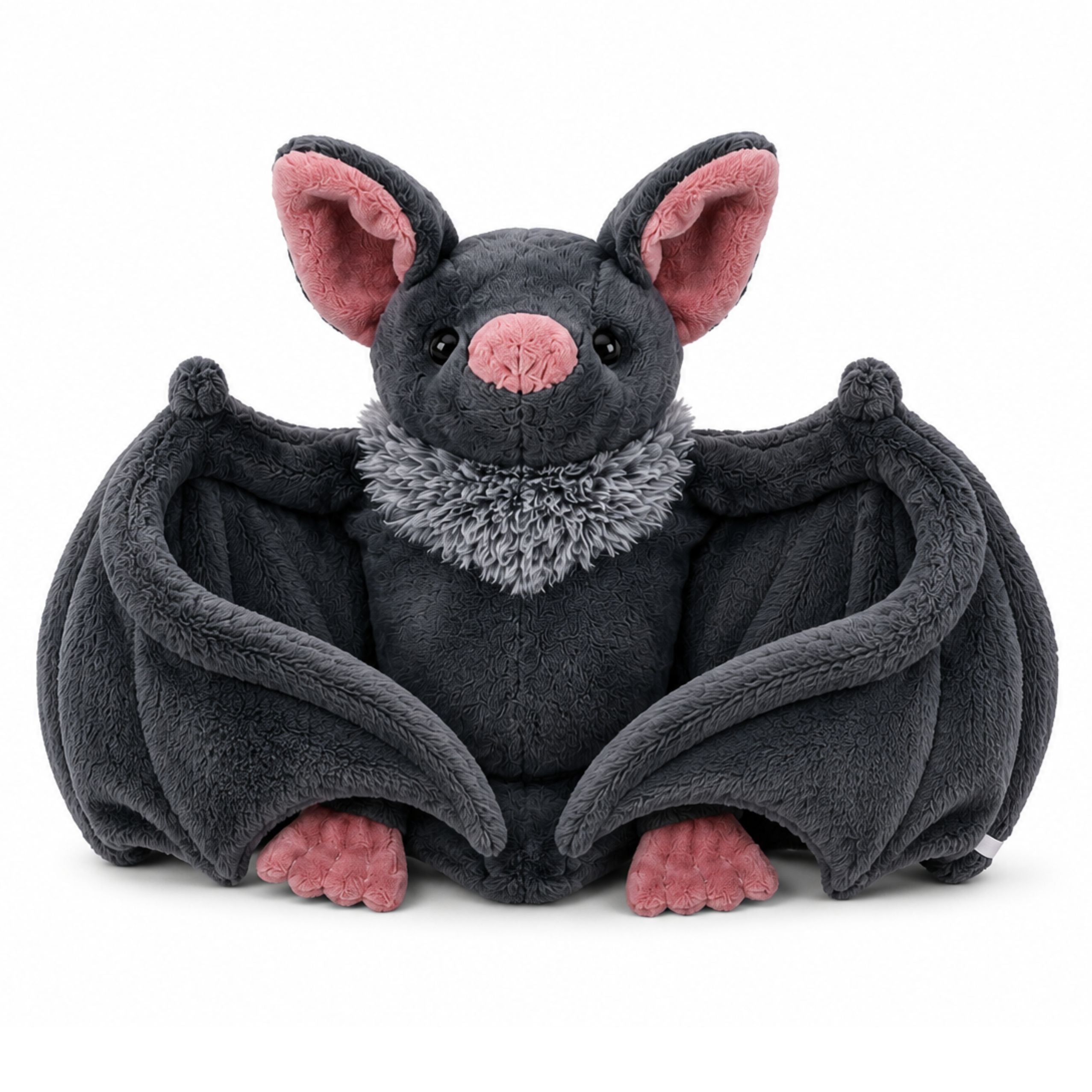 Plush Toy Bat With Foldable Wings Gray 57 Cm
