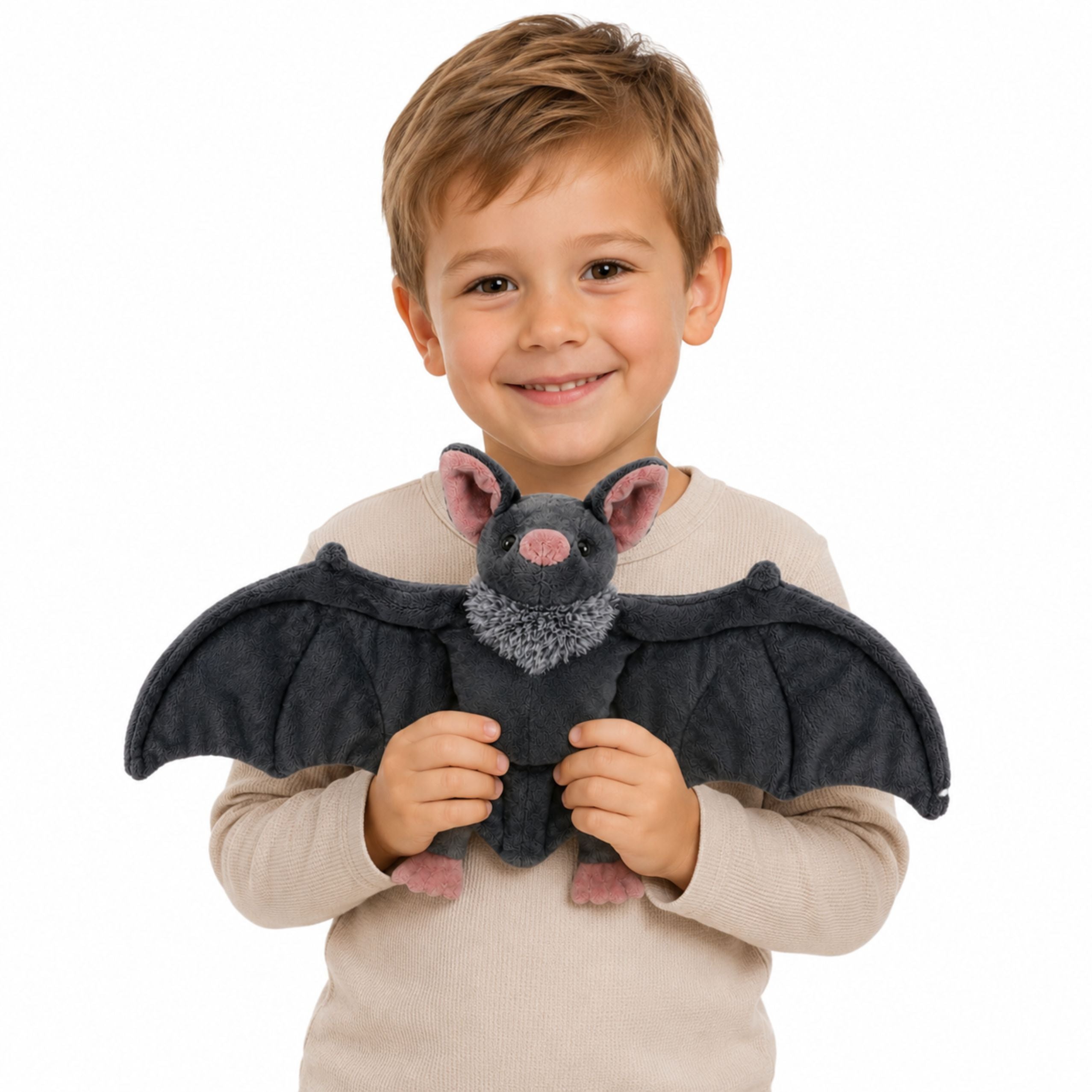 Plush Toy Bat With Foldable Wings Gray 57 Cm