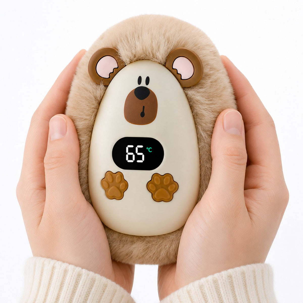 Plysch Hedgehog Hand Warmer Uppladdningsbar Beige 45°c / 55°c / 65°c