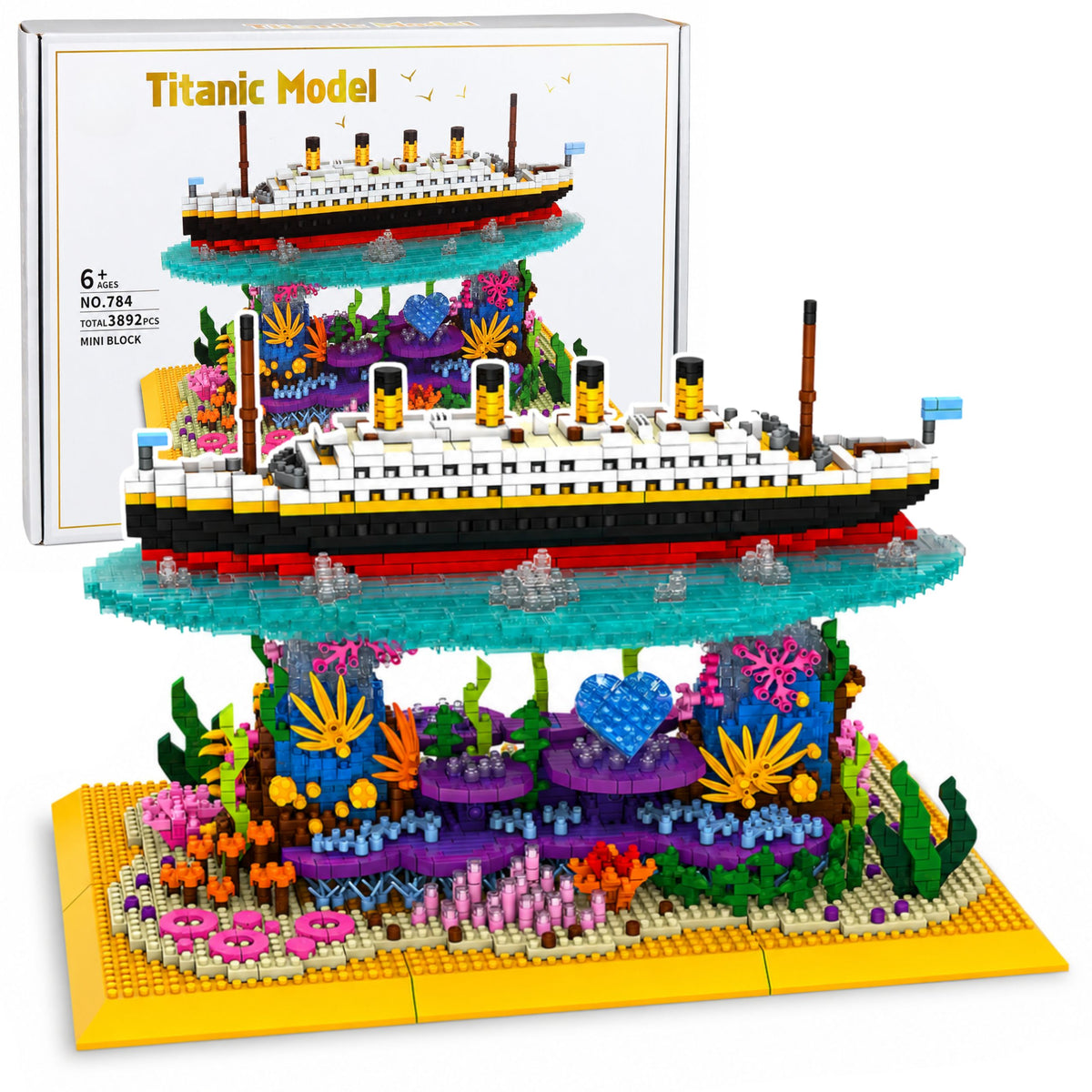 Construction Bricks Titanic Ship On A Coral Reef 3892 Pcs.