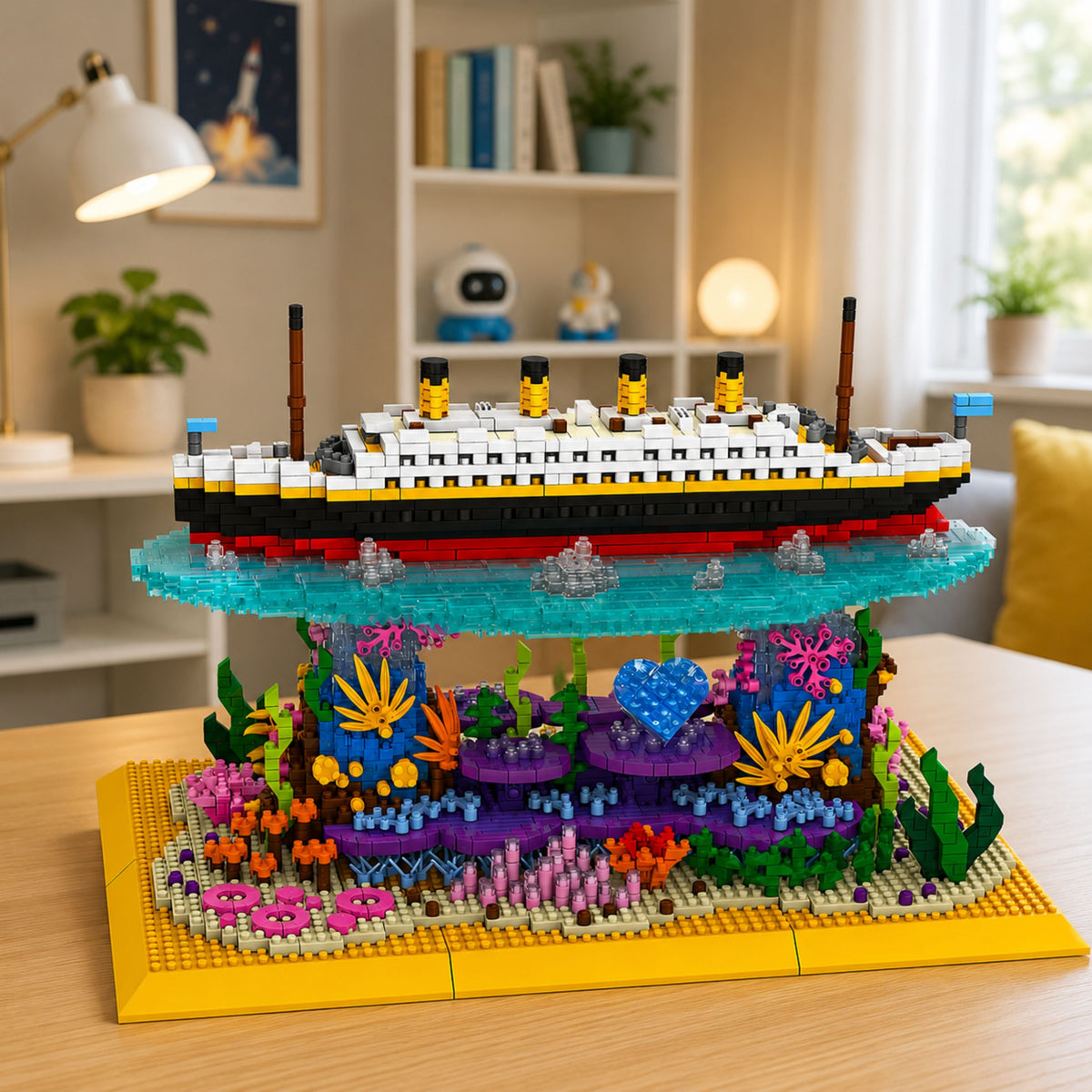 Construction Bricks Titanic Ship On A Coral Reef 3892 Pcs.