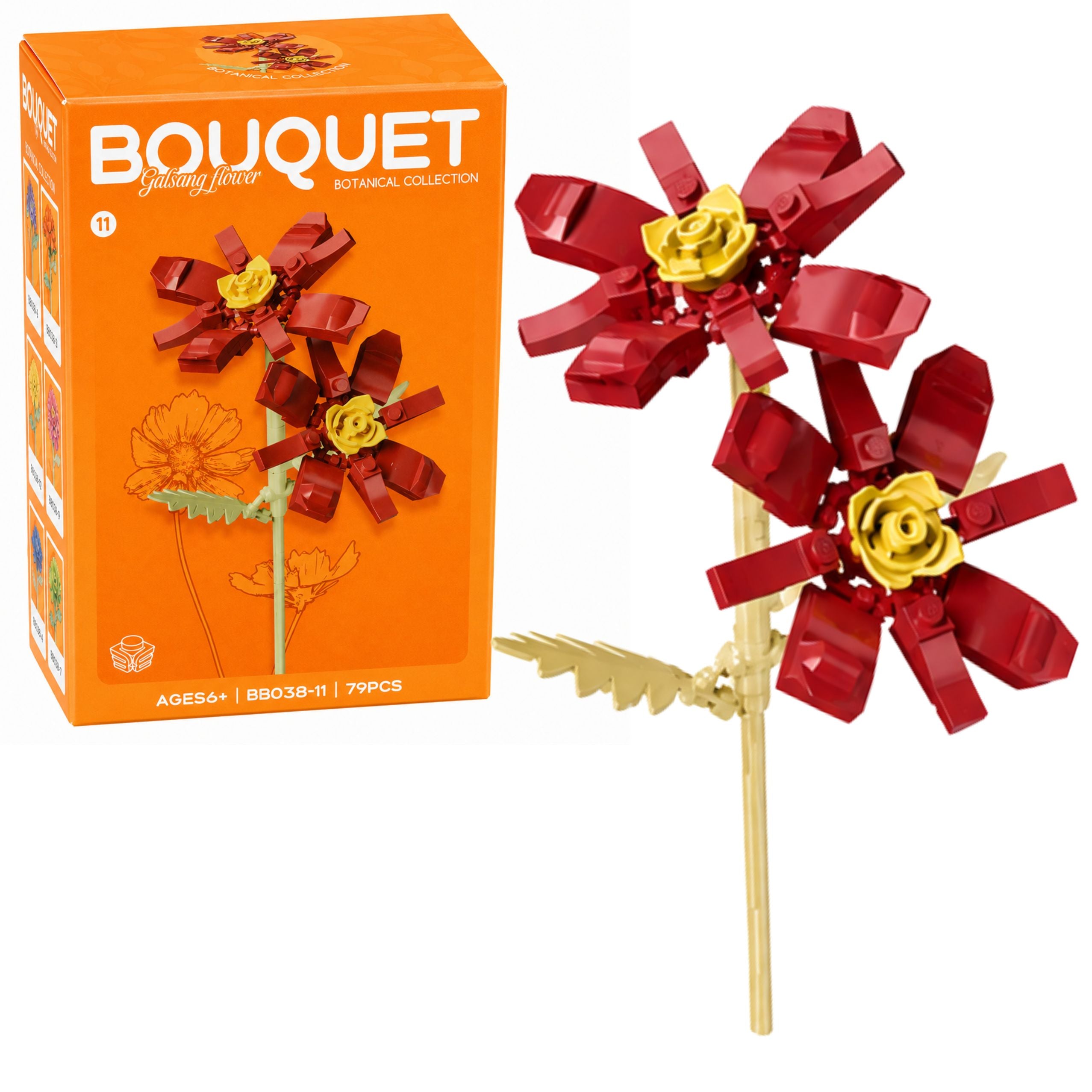 Building Blocks Single Flower With Stem Colorful Mix 71-106 Pieces