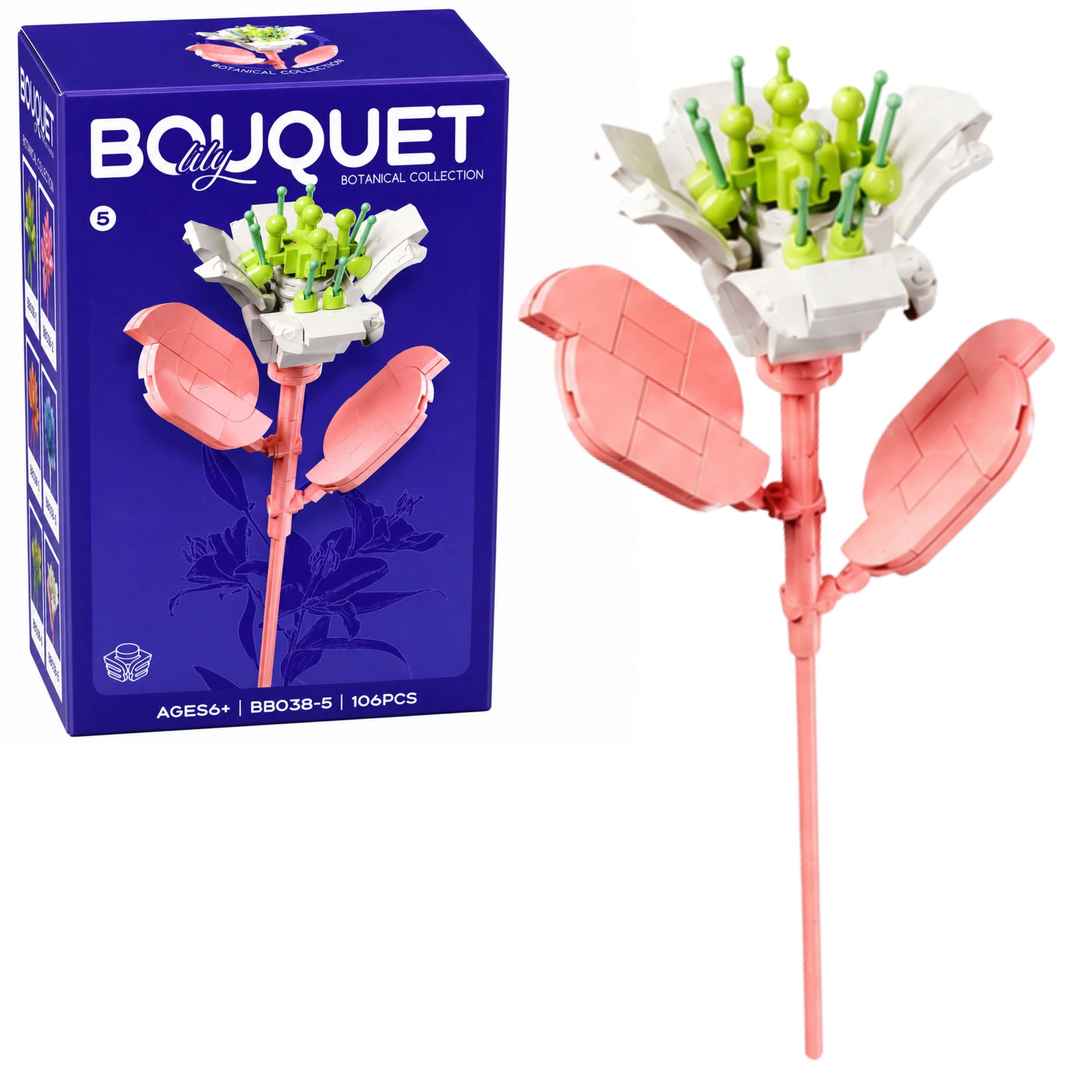 Building Blocks Single Flower With Stem Colorful Mix 71-106 Pieces