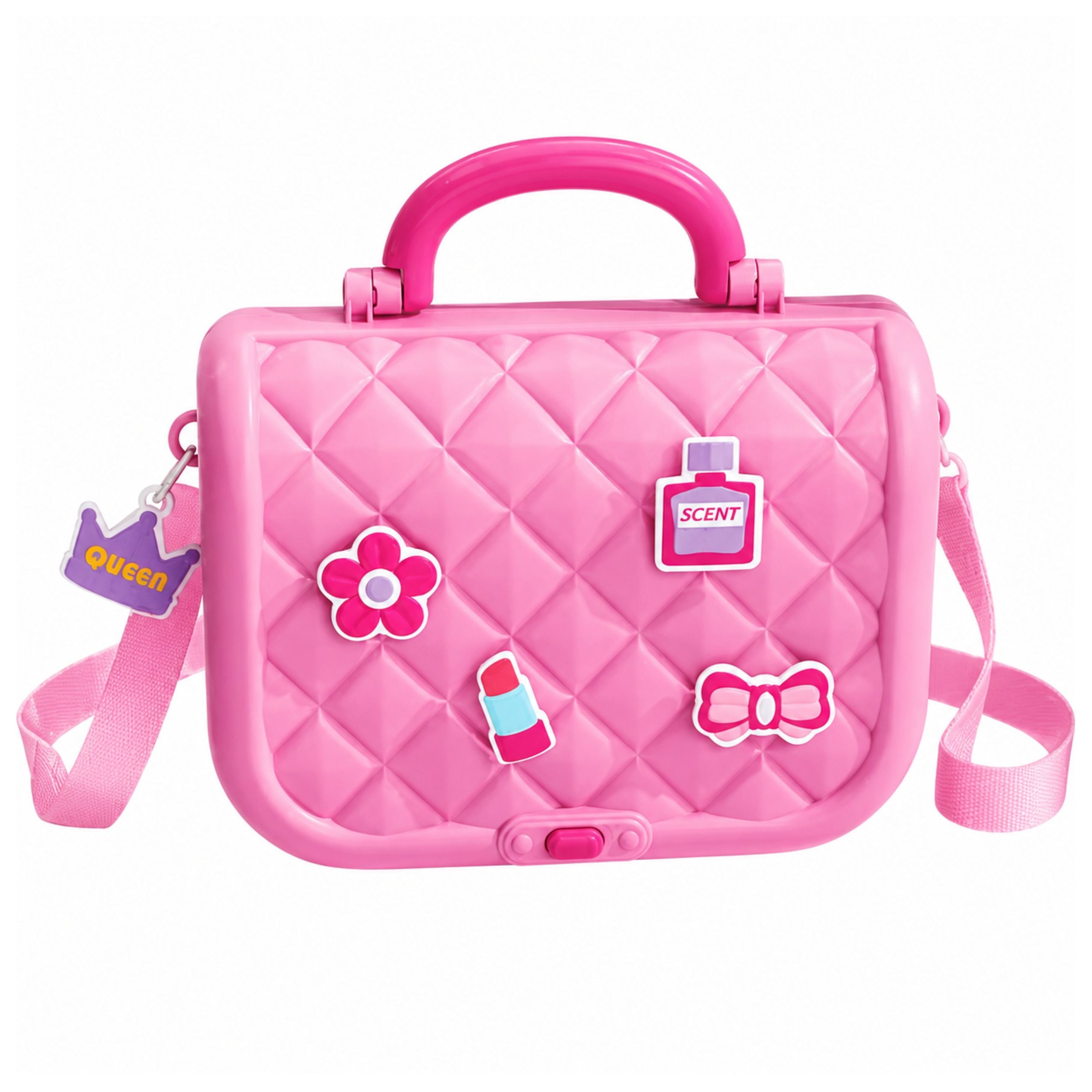 Portable 2-in-1 Beauty Set With Case Mirror Cosmetics And Accessories Pink