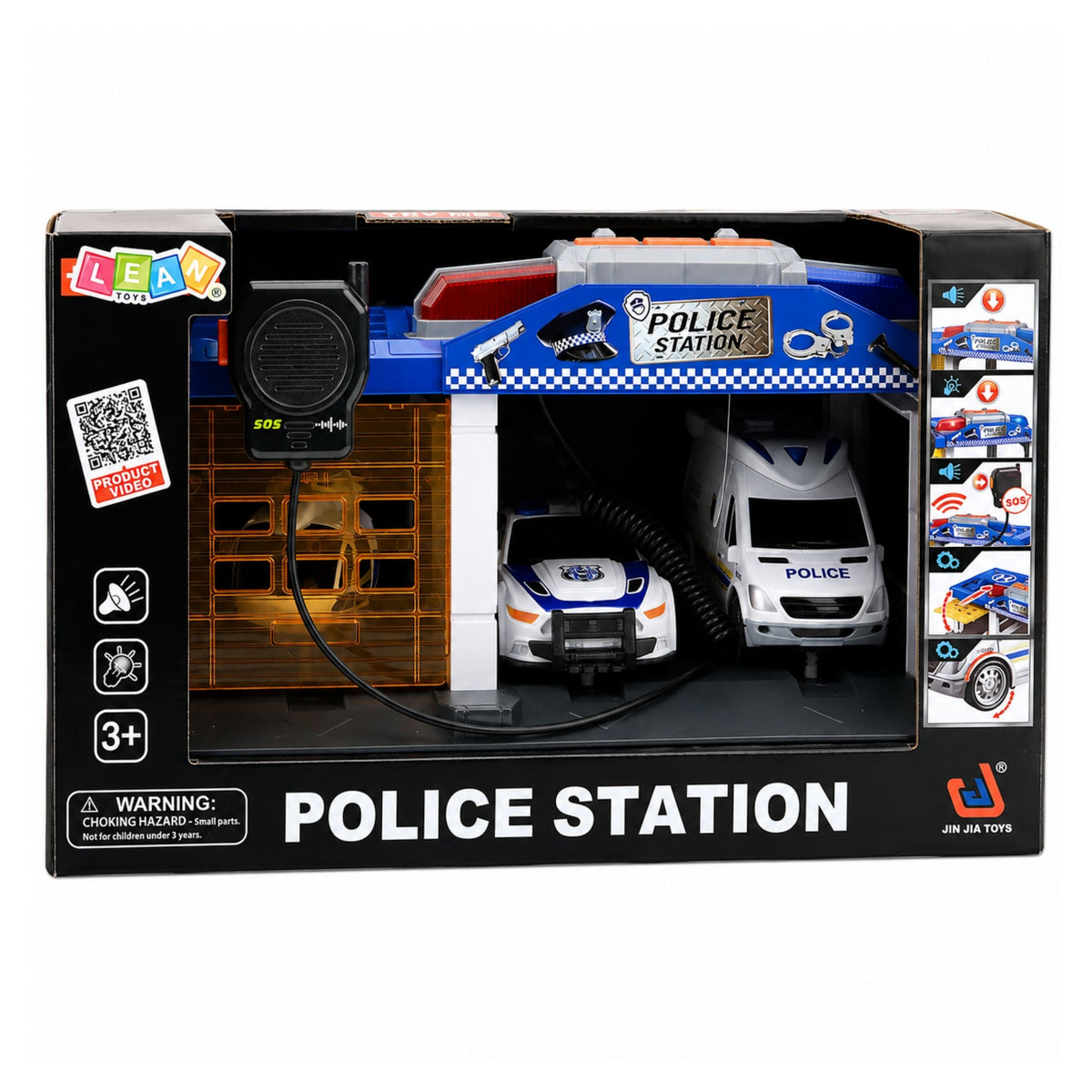 Garage Police Station Police Cars Helicopter Walkie-talkie Lights Sounds