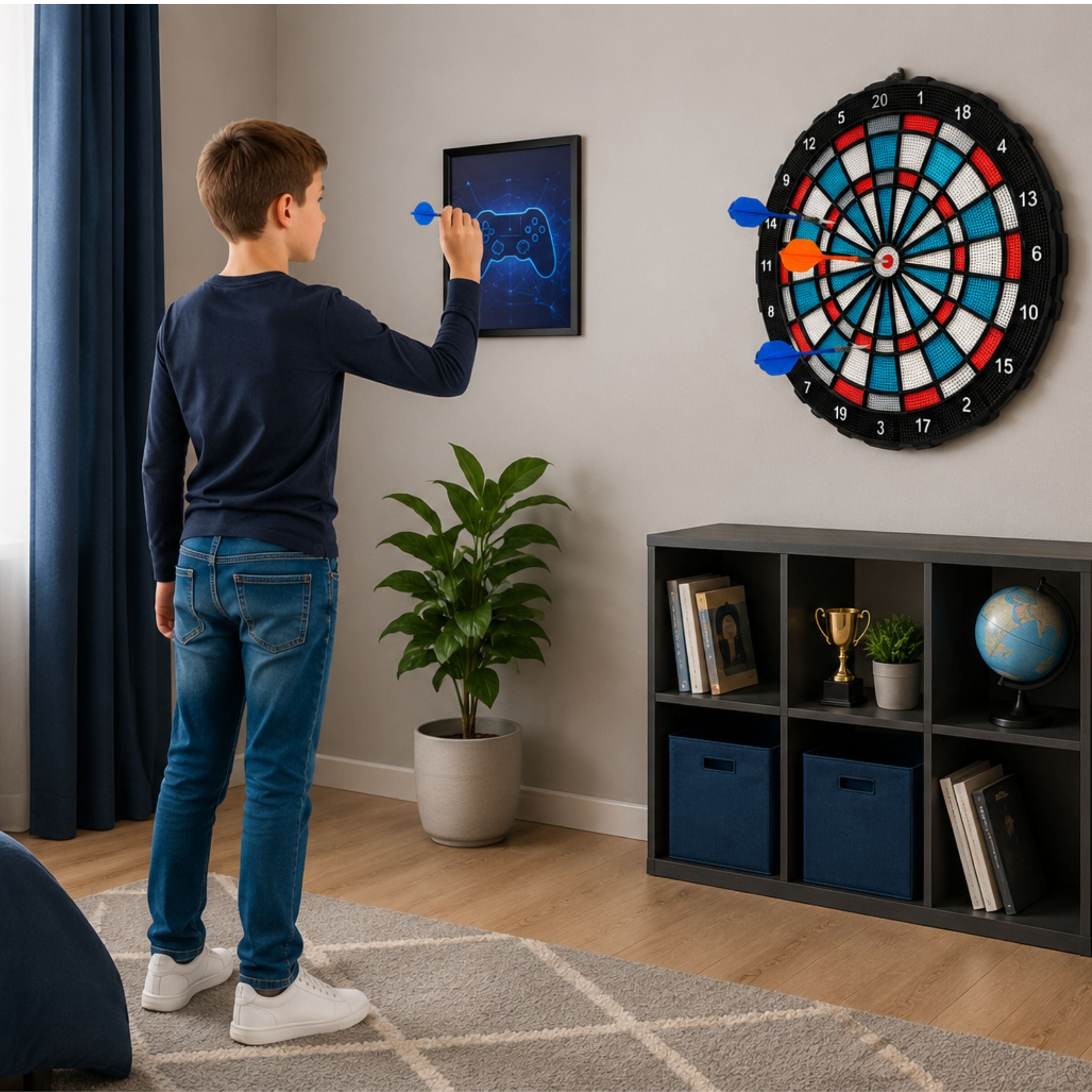 Tarcza Do Darta Soft Tip Rzutki Gra Zręcznościowa Towarzyska Zestaw 425 Cm