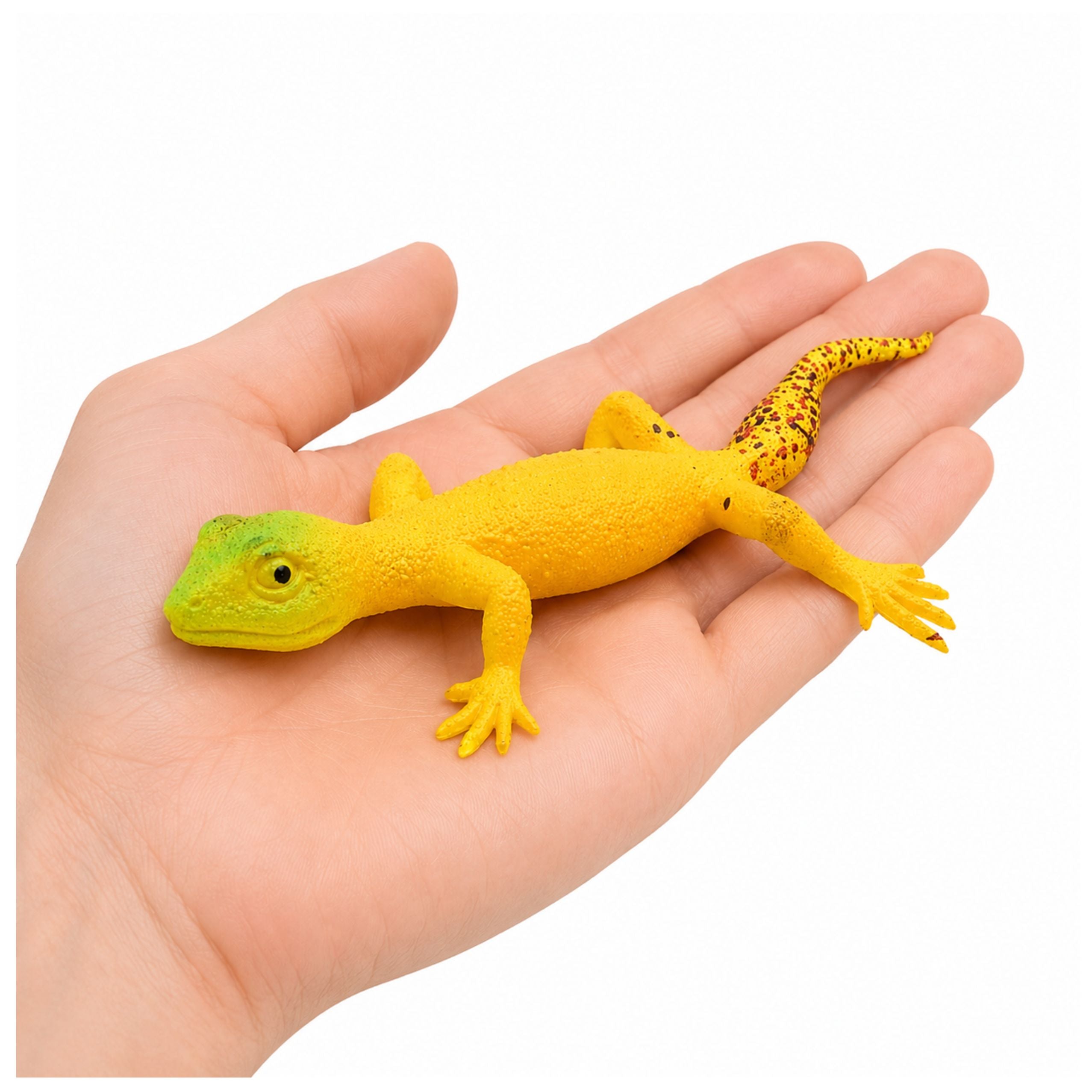 Golden Gecko Rubber Figurine Stretchable Realistic Reptile 15.5 Cm
