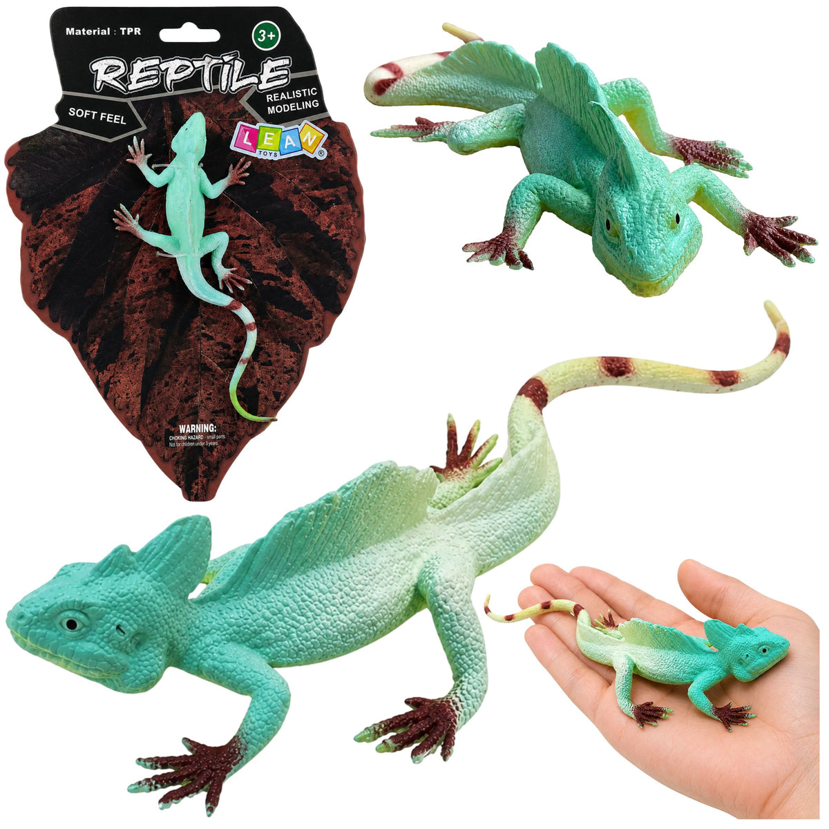 Agama Lizard Sailboat Rubber Figure Stretchable Realistic 16 Cm