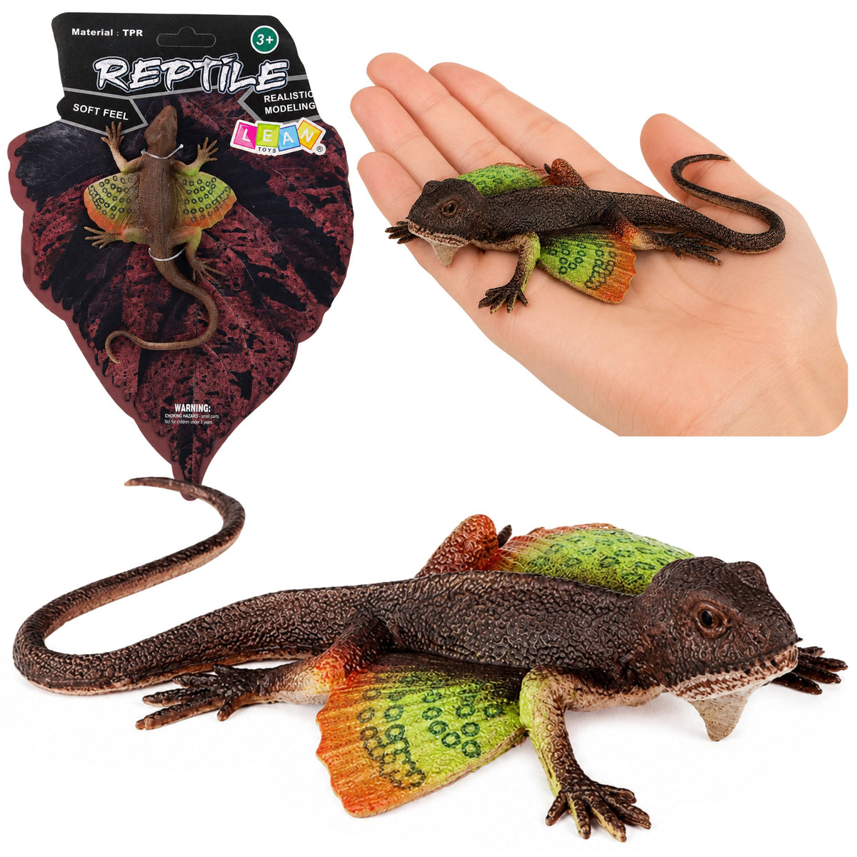 Figurină din cauciuc cu palme de șopârlă Agama, extensibilă, realistă, 13 Cm