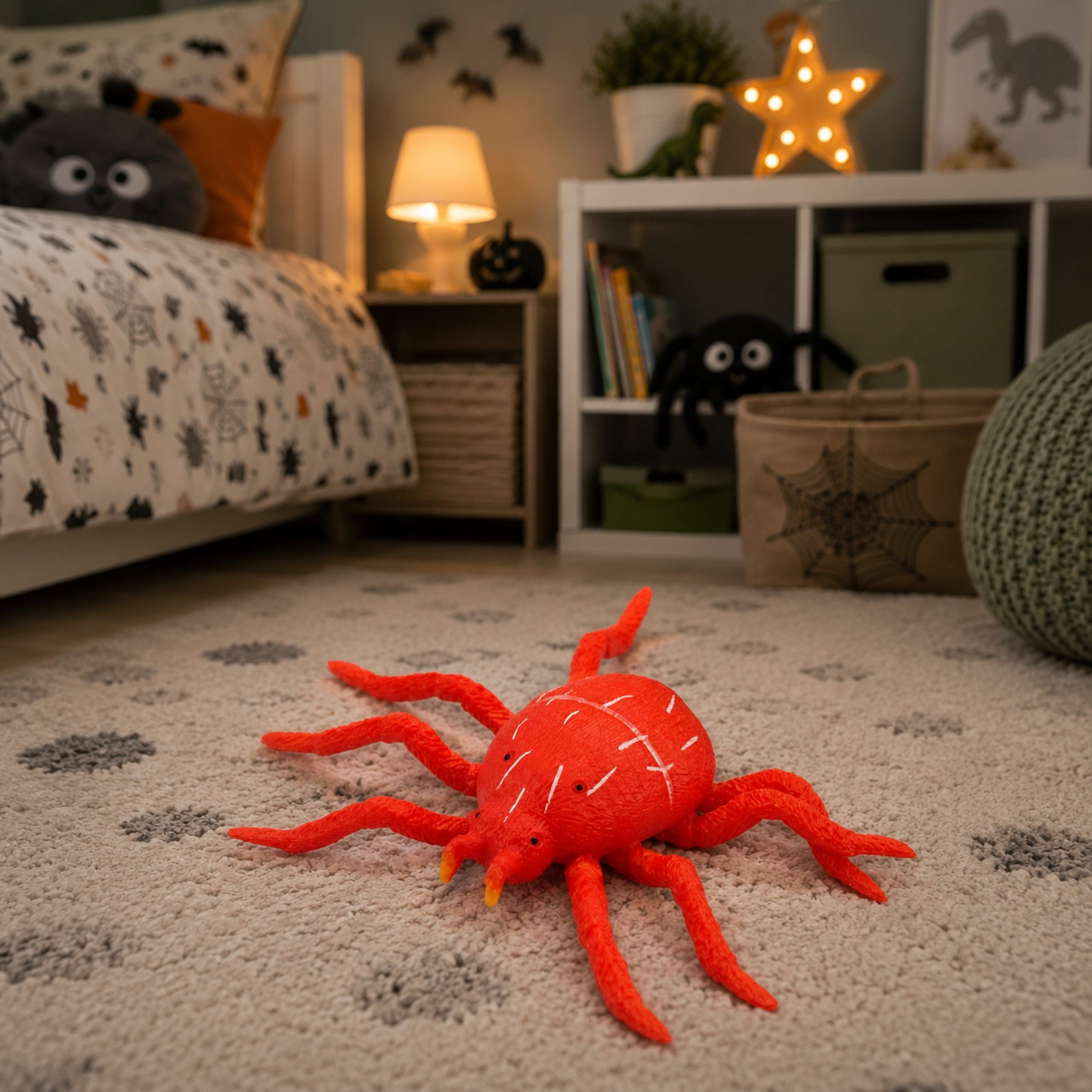 Spider Red Rubber Figure Stretchable Realistic 12 Cm