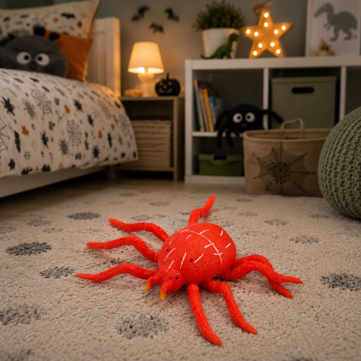 Spider Red Rubber Figure Stretchable Realistic 12 Cm