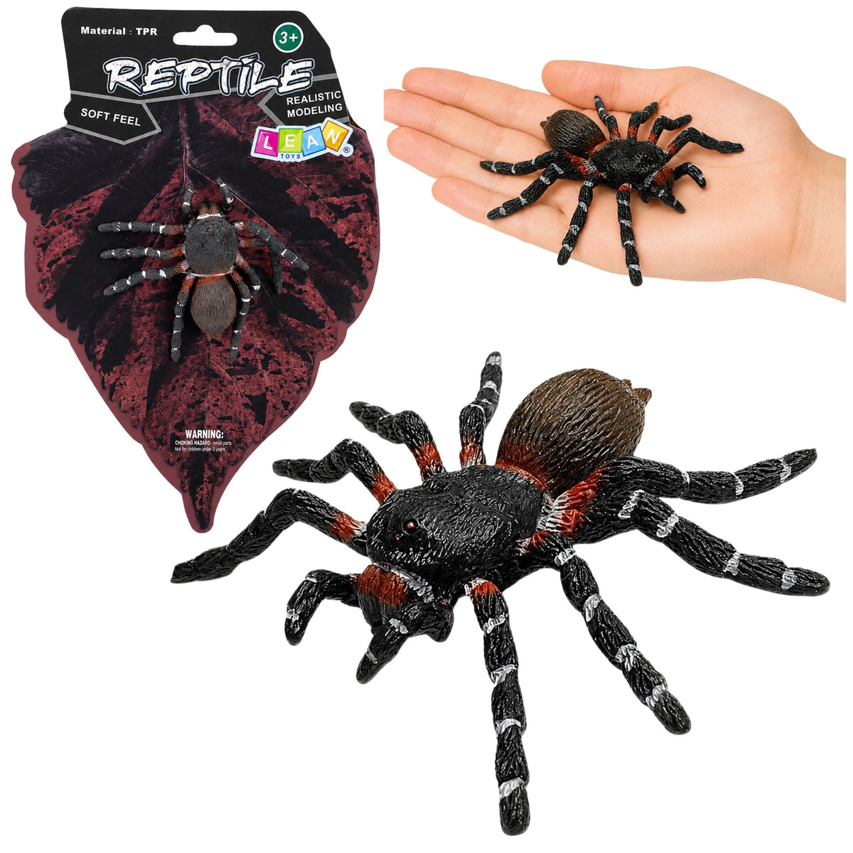 Spider Tarantula Rubber Figure Stretchable Realistic Black 10 Cm
