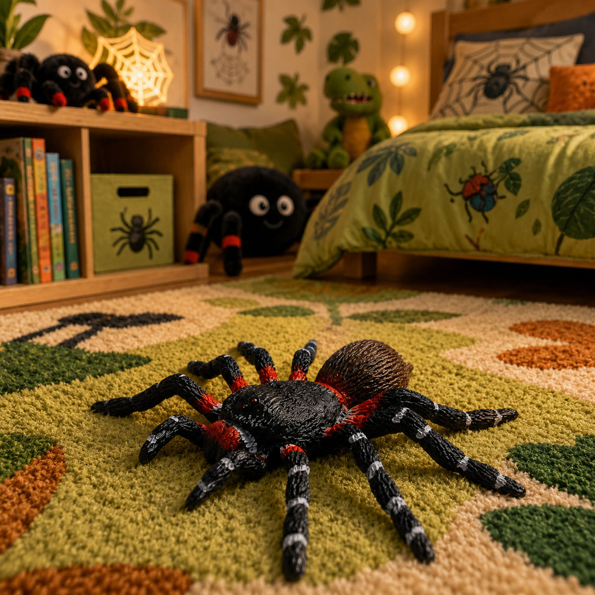 Spider Tarantula Rubber Figure Stretchable Realistic Black 10 Cm