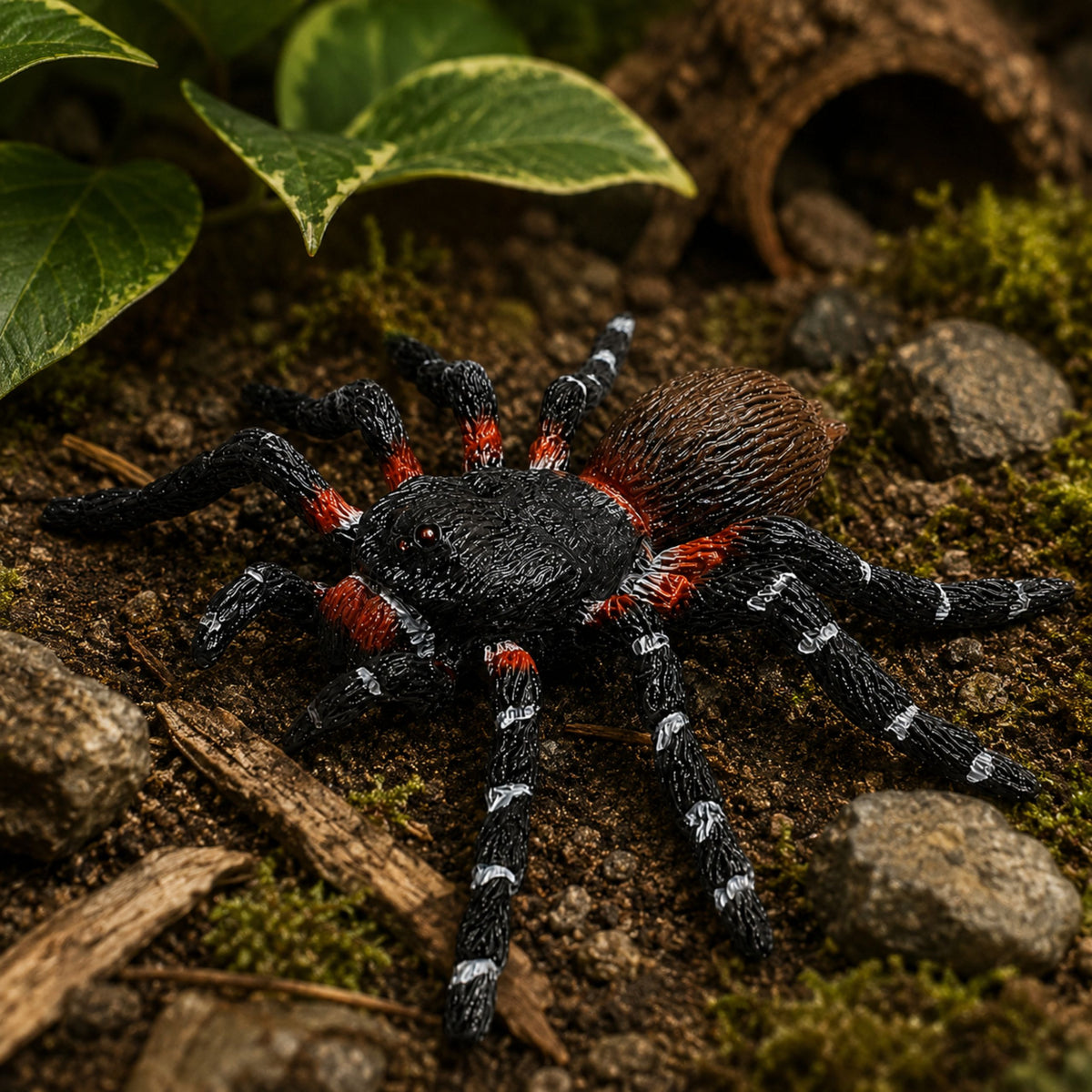 Spider Tarantula Rubber Figure Stretchable Realistic Black 10 Cm